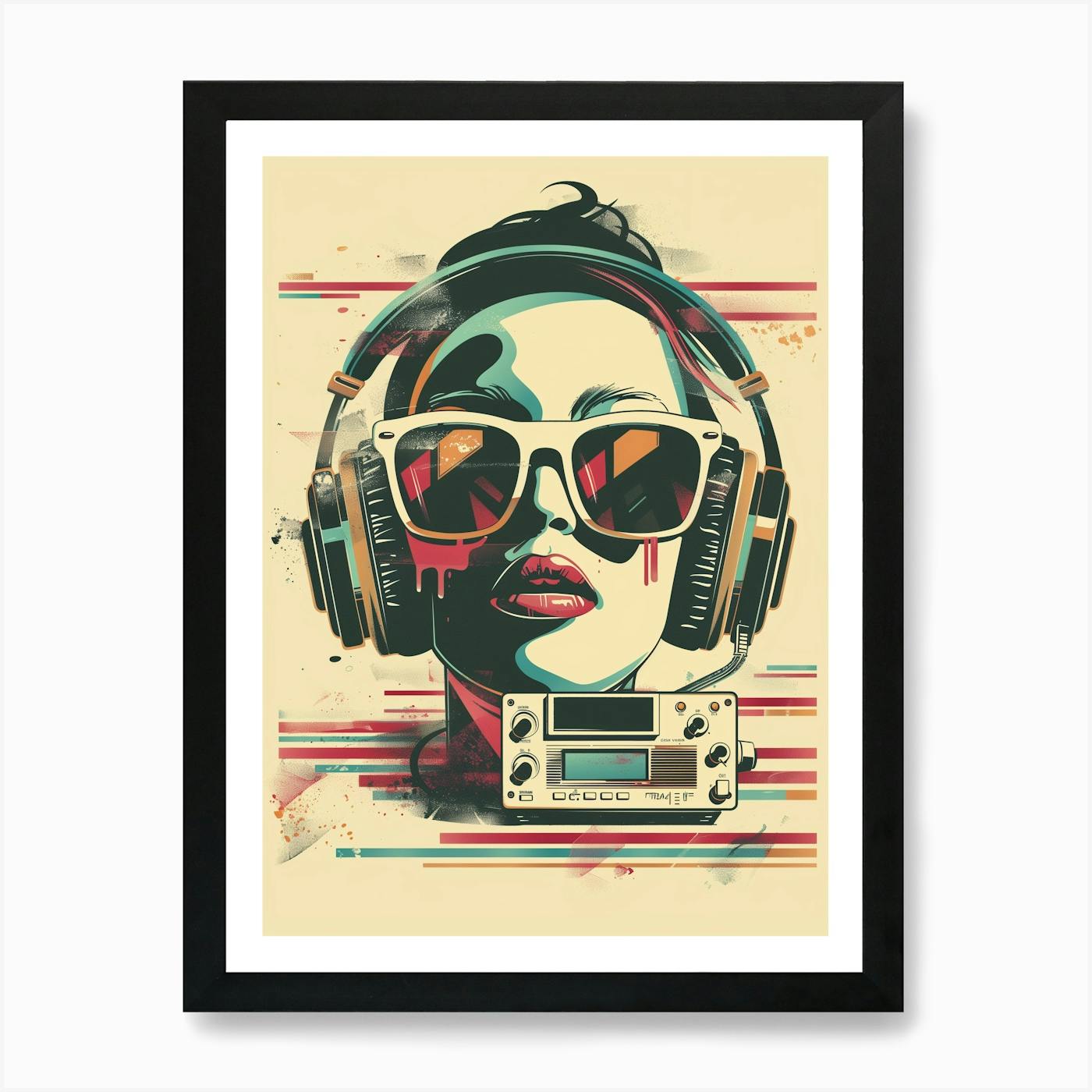アート・デザイン・音楽 Girl Music Girl Headphones Watercolour Grunge Emo Teen Bedroom
