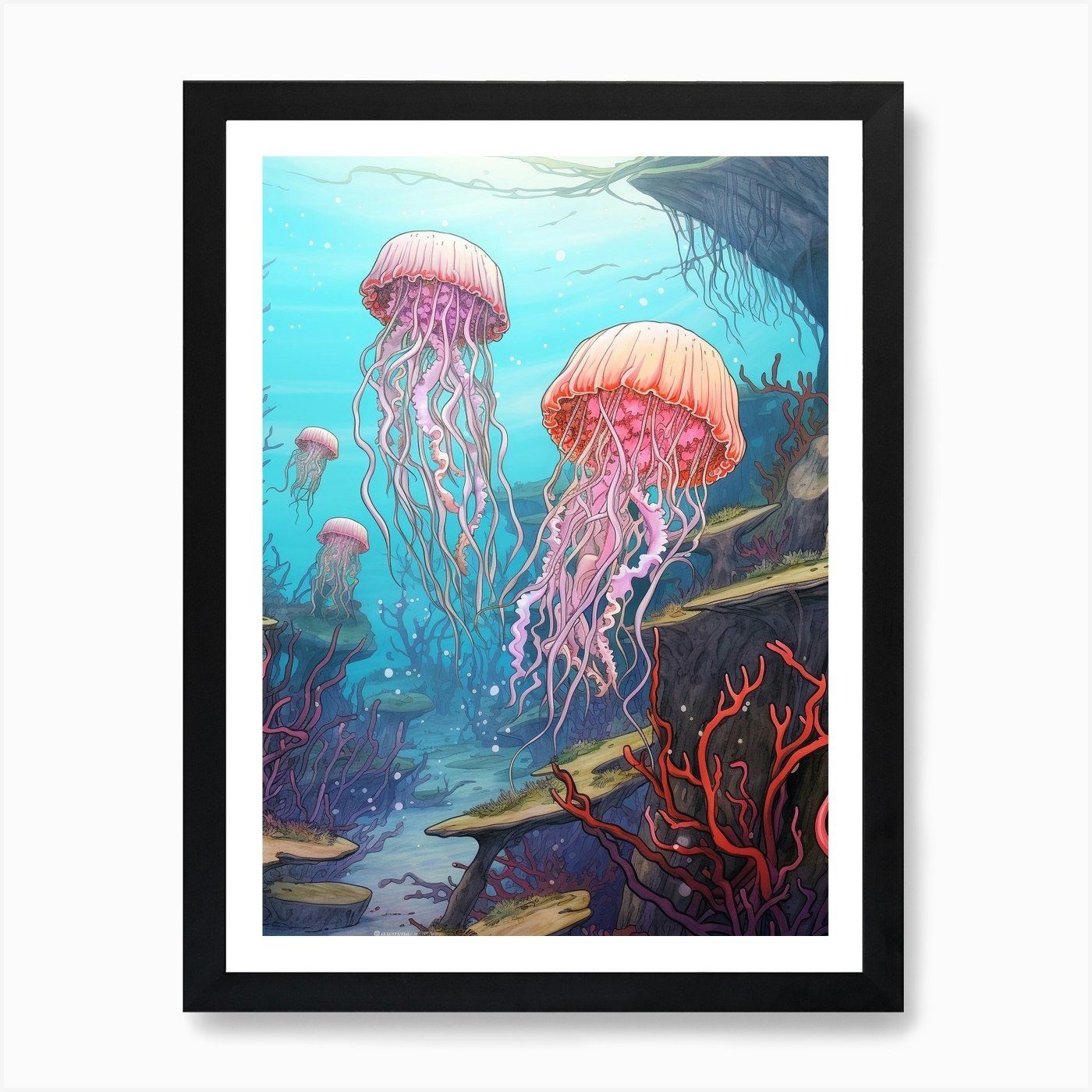 Irukandji Jellyfish Cartoon 4 Art Print by Aqua Art Gallery - Fy