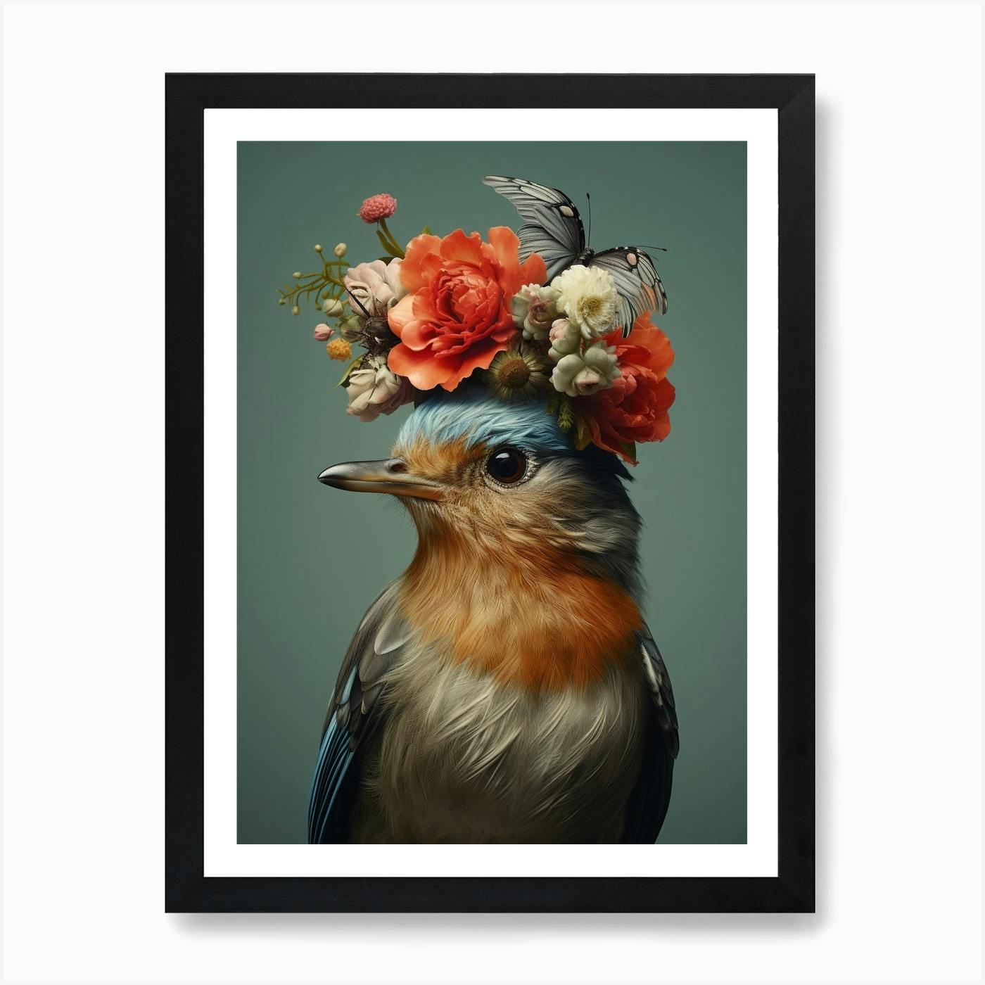 Robin Feeding Babies Original Oil Painting or Print, Bright shop Cheerful Spring Wildlife Bird Family Art