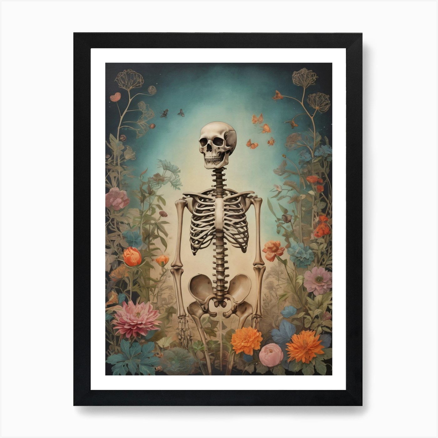 Botanical Skeleton Vintage Painting (24) Art Print by 1xMerch - Fy