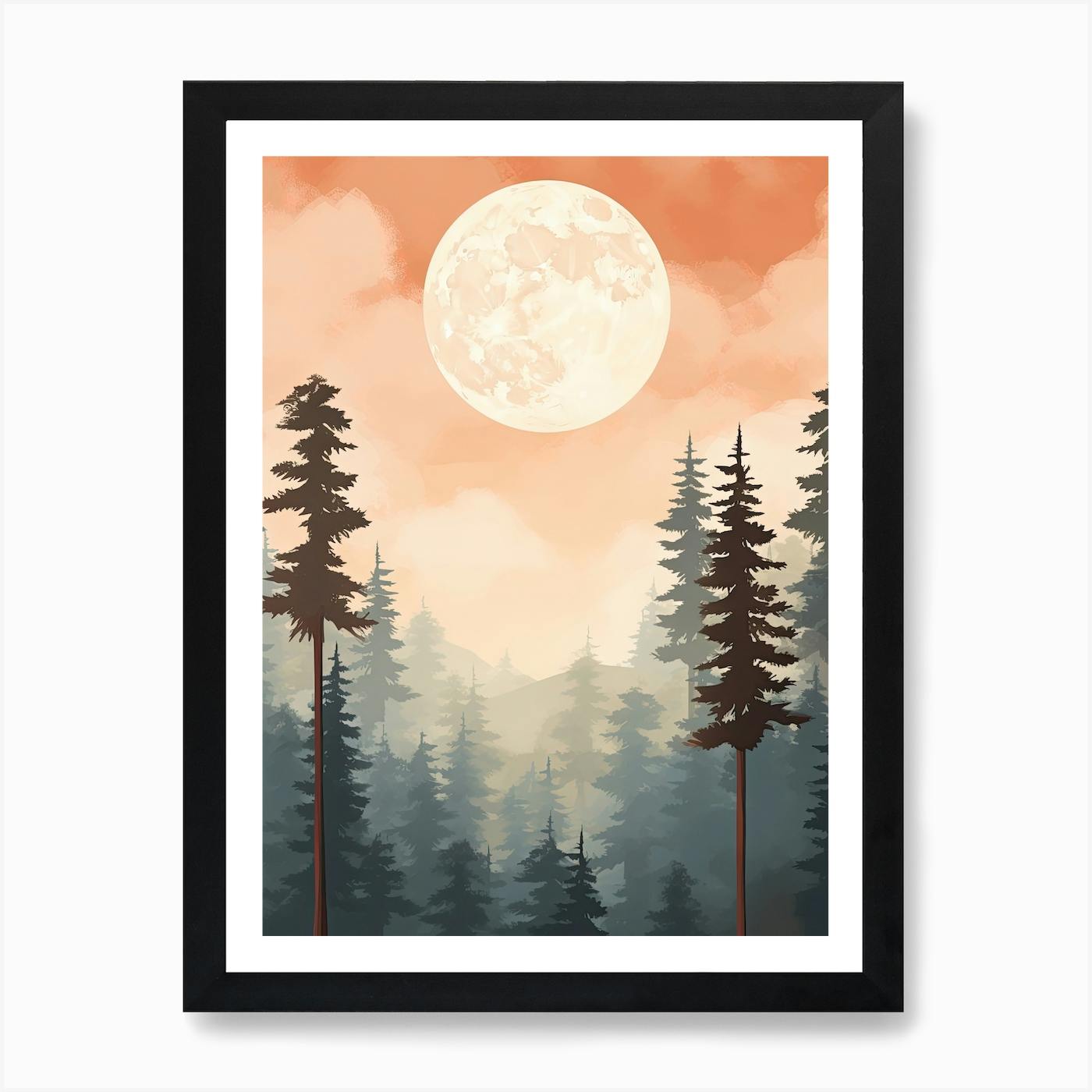 芸術写真 Nature Photograph Full Moon Art Print Full Moon In The Forest Art Print by WaveArt Studios - Fy