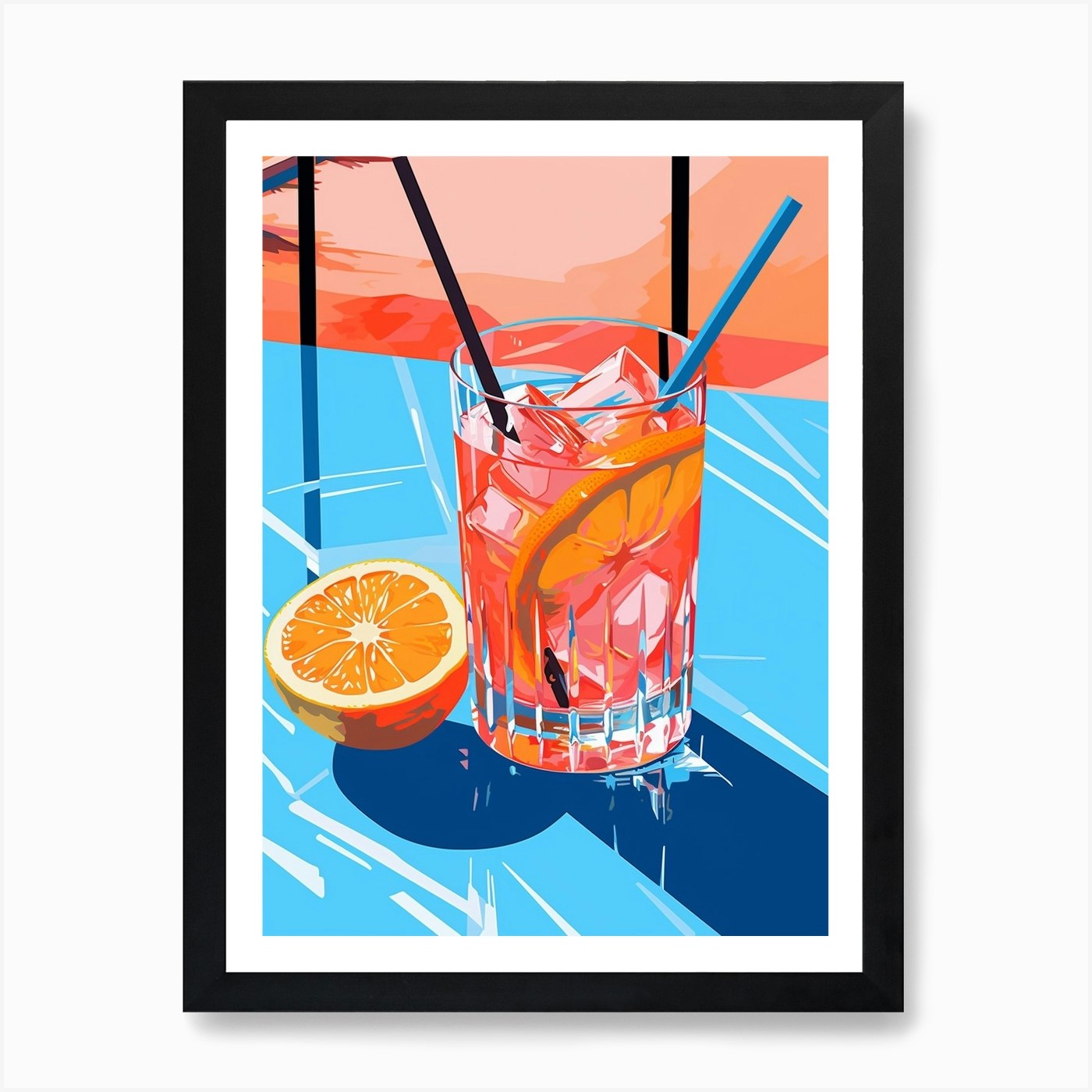 Cocktail With Orange Slice Colour Pop 2 Art Print by PopArt Pals - Fy