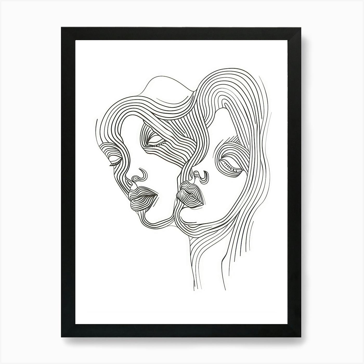 TWOFACE Drawing Ink Framed 30 x on sale 40 cm Hand-painted Unique