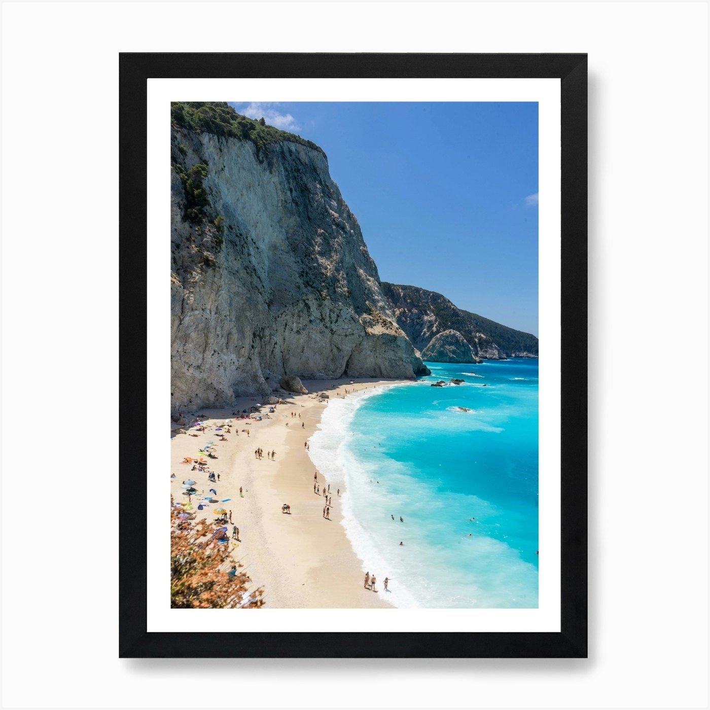 Paradise Beach In Greece Art Print by Reisgenie - Fy