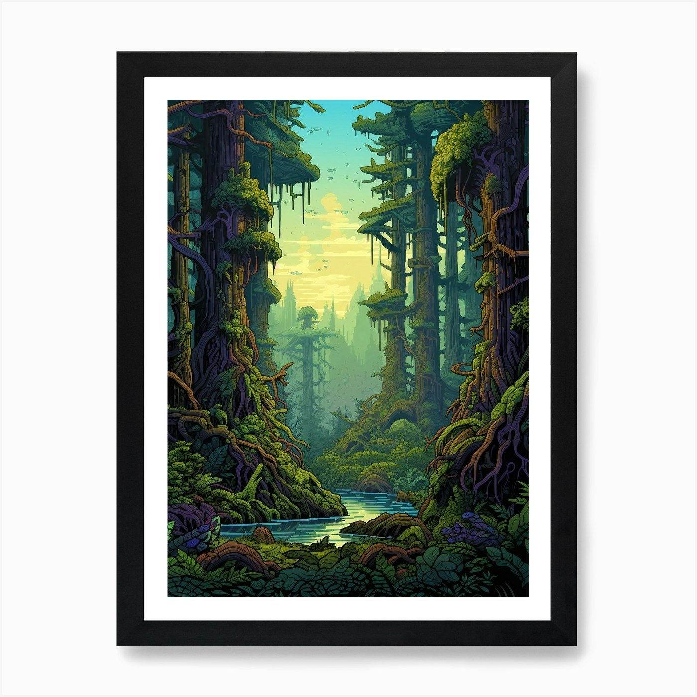 Hoh Rainforest Pixel Art 4 Art Print by PixelPerfect - Fy