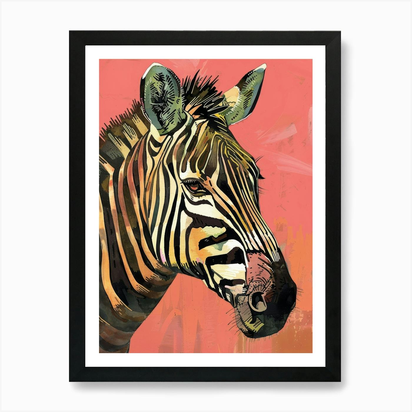 Yellow Zebra 1 Art Print by Scribble Studio - Fy