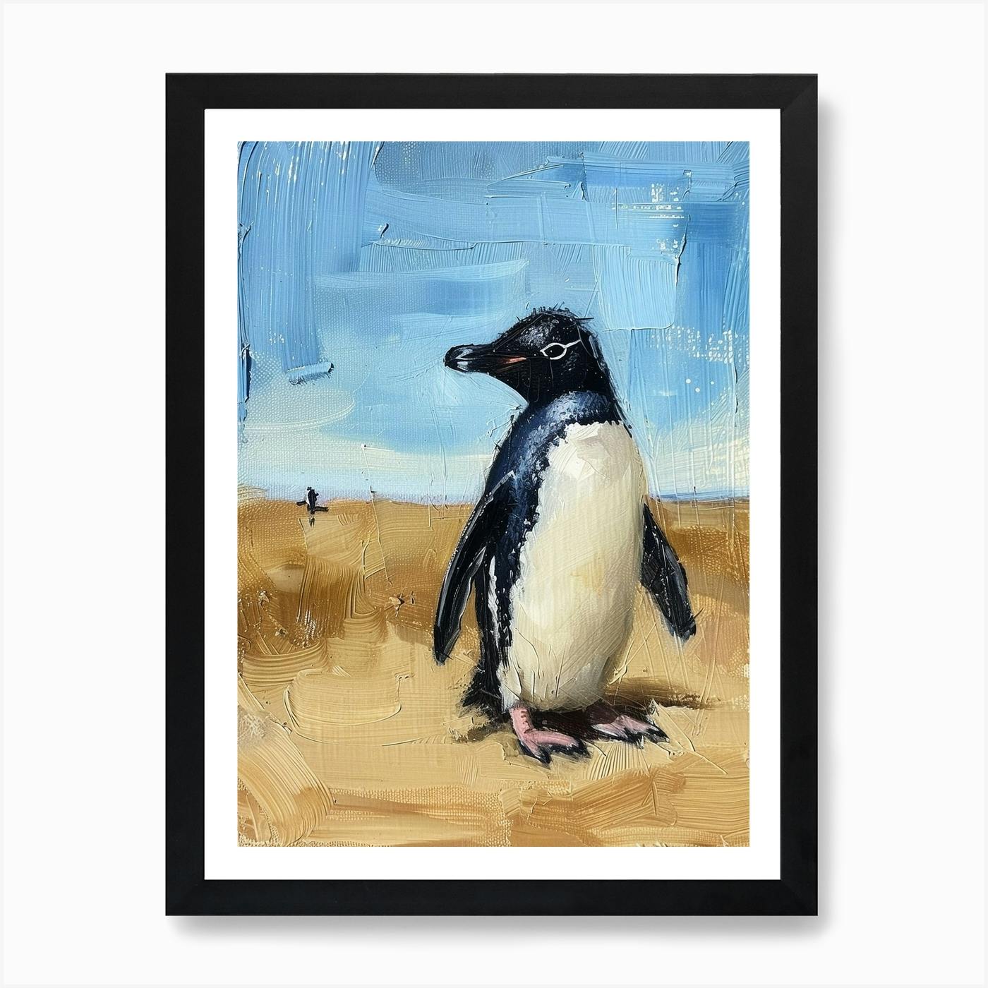 Penguin Fantasy Ocean Landscape Watercolor Oil Painting top Art Print