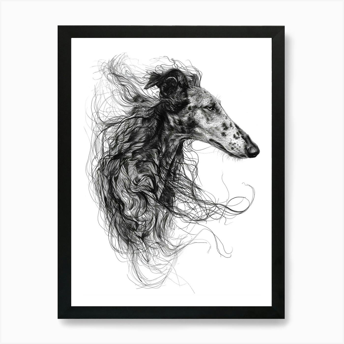 原画 borzoi 墨絵 #135 Borzoi by Concini