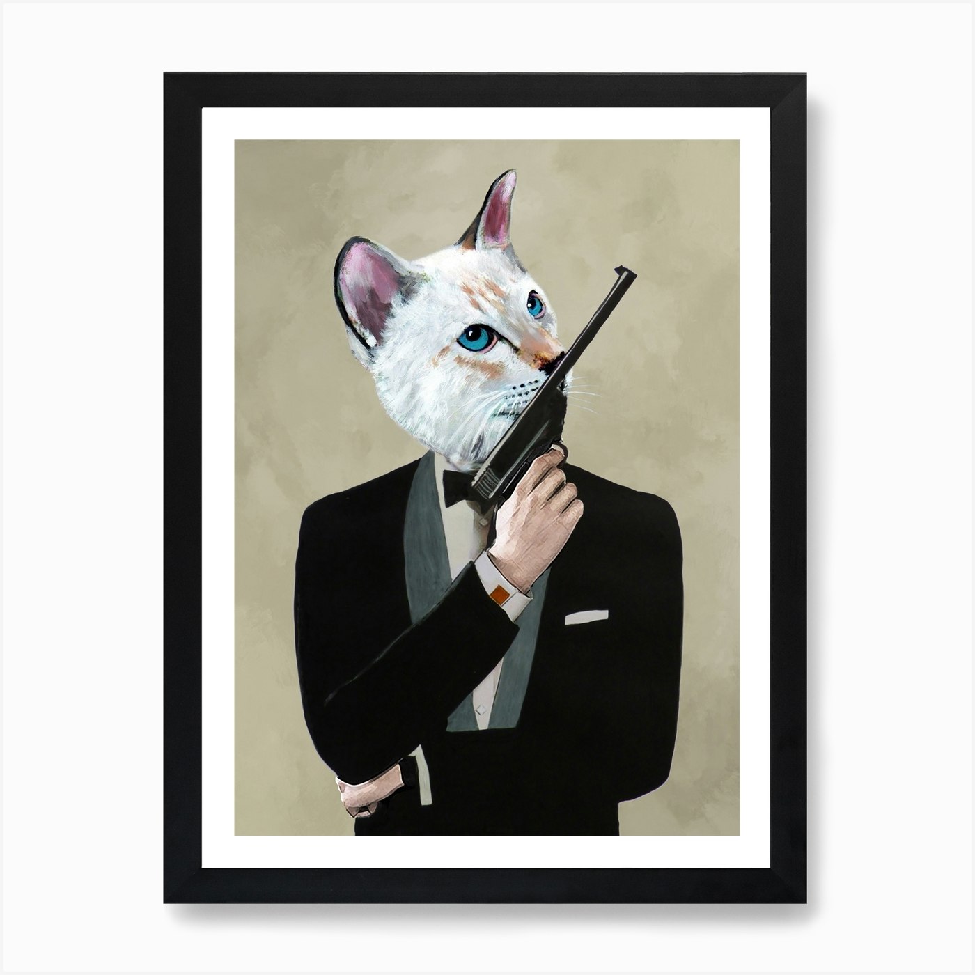 James Bond Cat Art Print by Coco Deparis - Fy