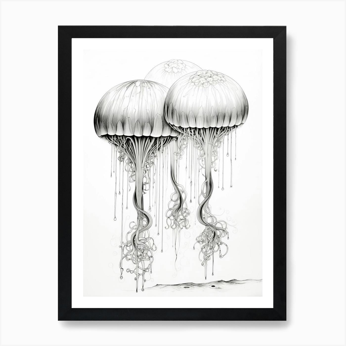 Black and orders White Portrait of Jelly Fish Fleece Blanket