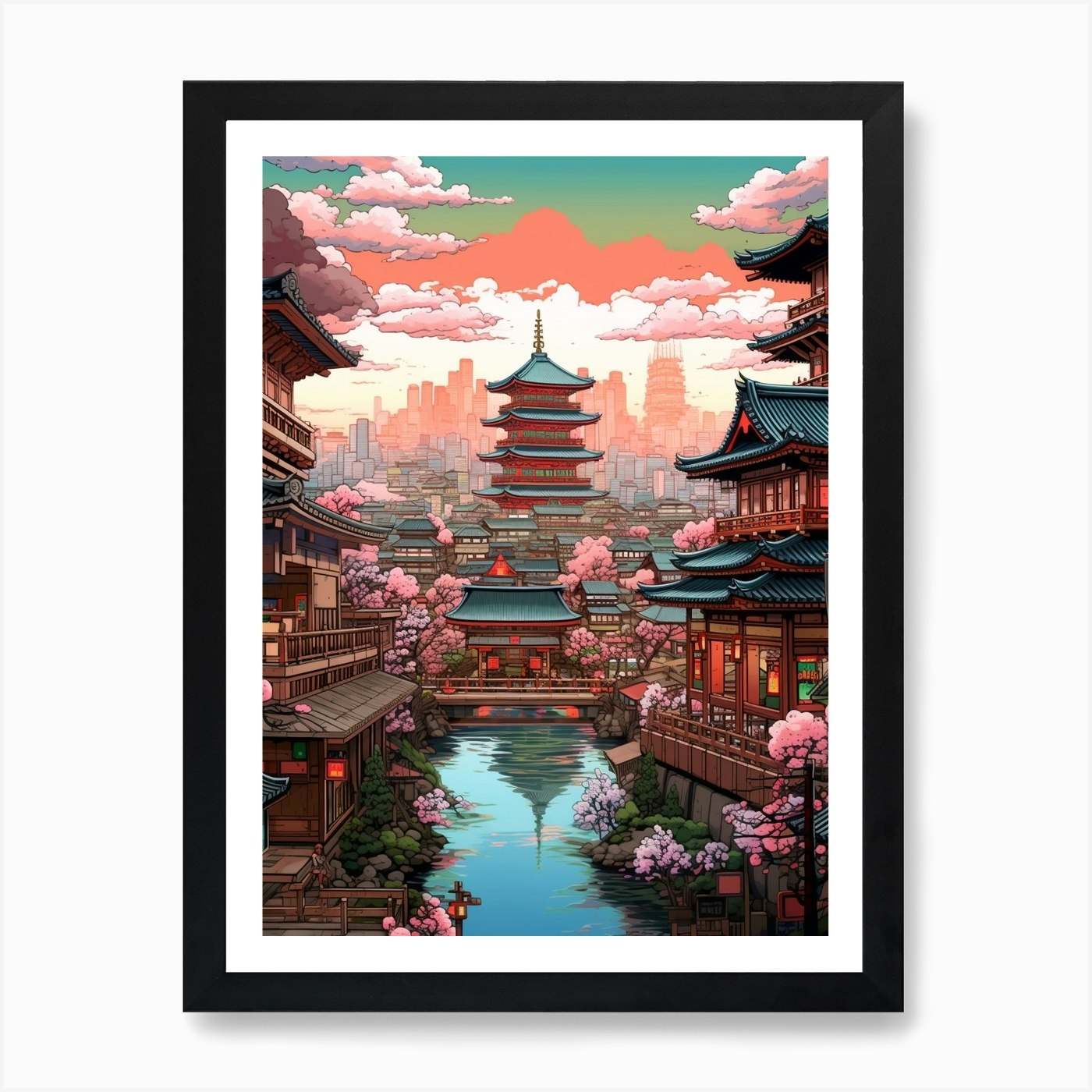 Osaka Pixel Art 1 Art Print by PixelPerfect - Fy