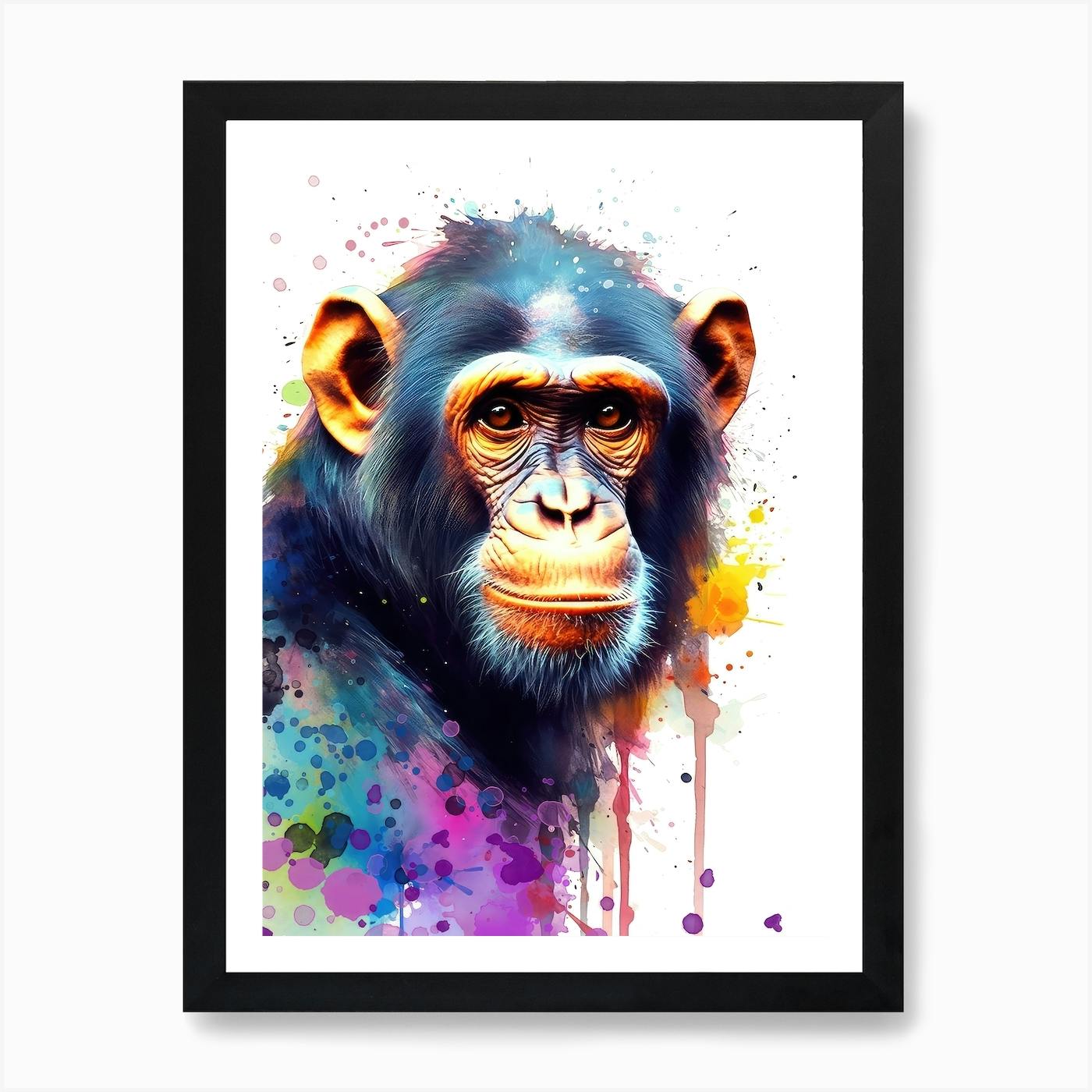 Thinking monkey - Colorful smart monkey painting, young art, colorful watercolors painting, monkey with glasses print, outlets cool monkey