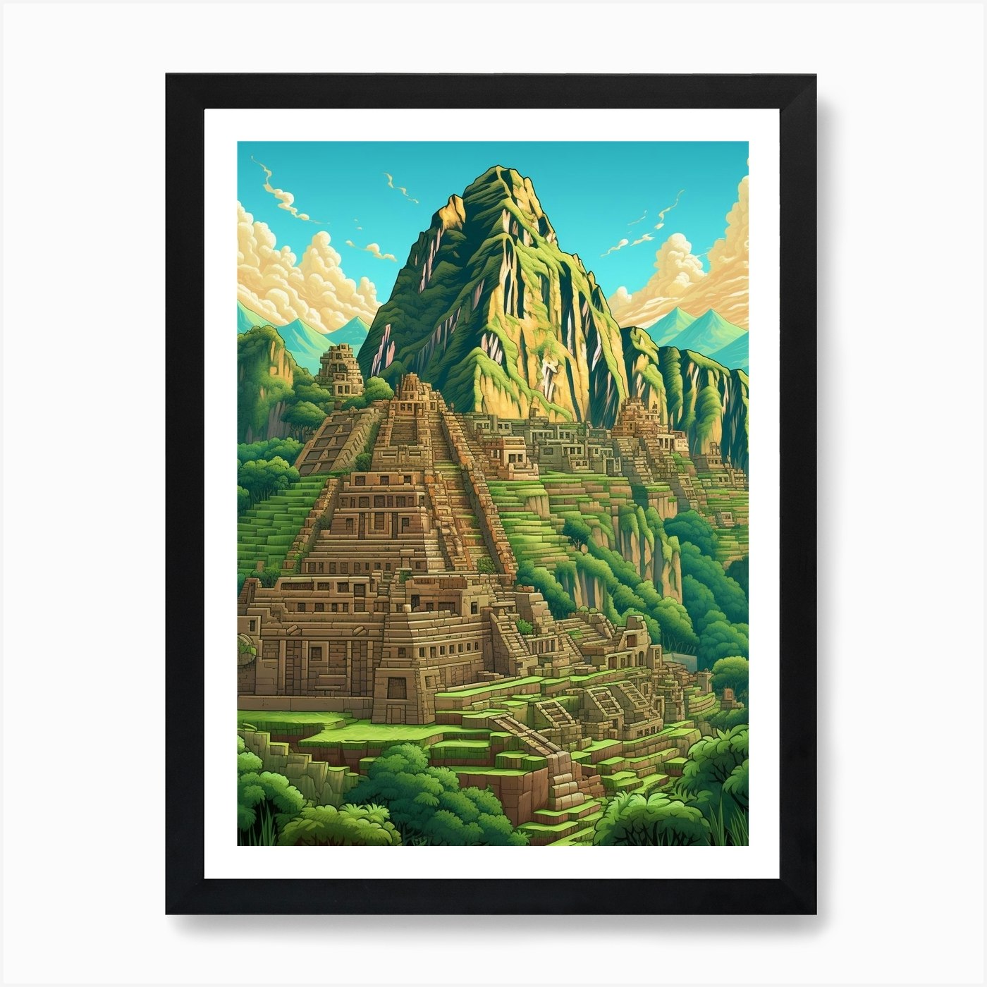 Machu Picchu Pixel Art 1 Art Print by PixelPerfect - Fy