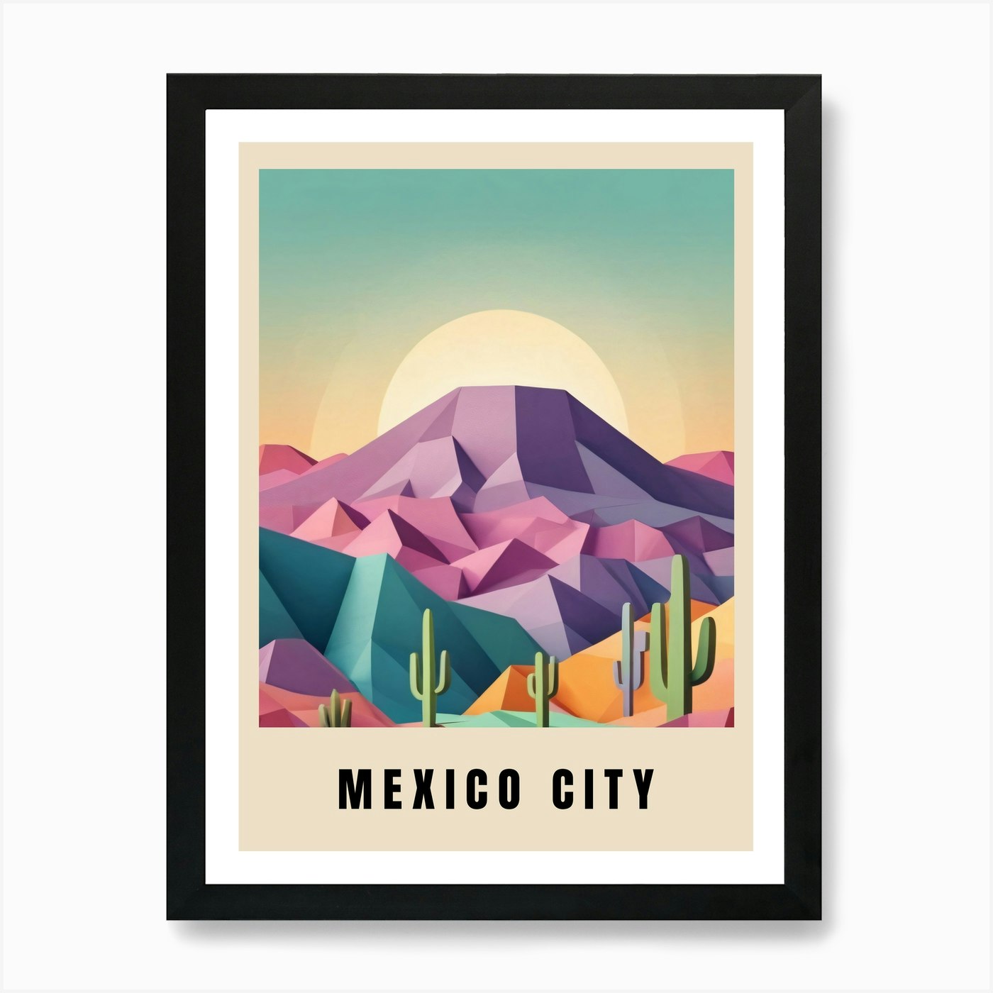 Mexico City Travel Poster Low Poly (4) Art Print by 1xMerch Fy