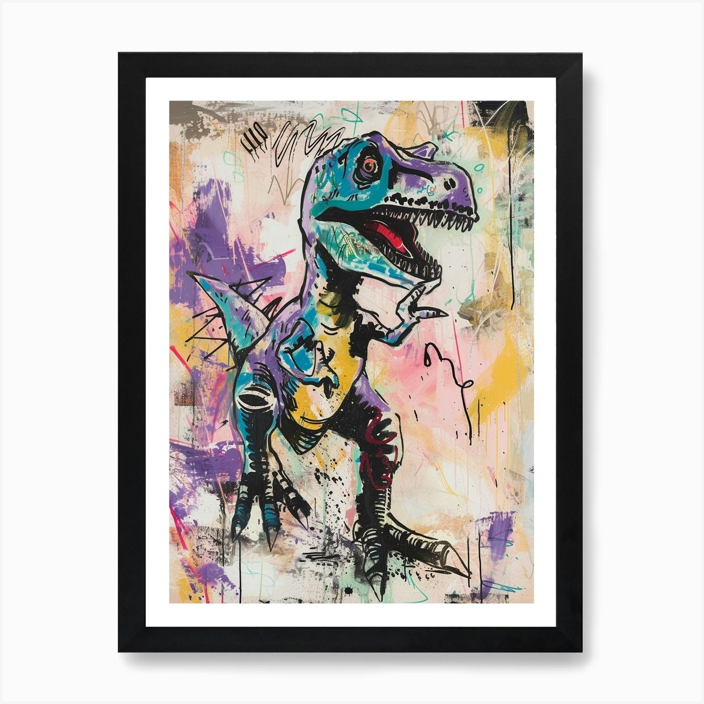 『T.rex』 クレイアート　絵画 Graffiti Abstract T Rex Painting 1 Art Print by Dino