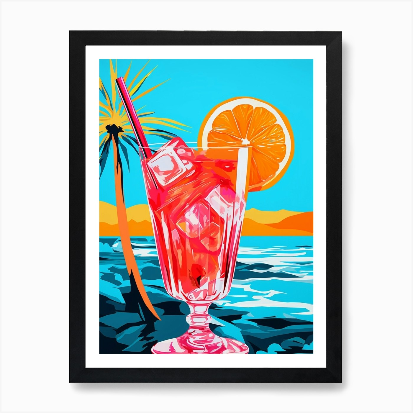 Cocktail With Orange Slice Colour Pop 1 Art Print by PopArt Pals - Fy