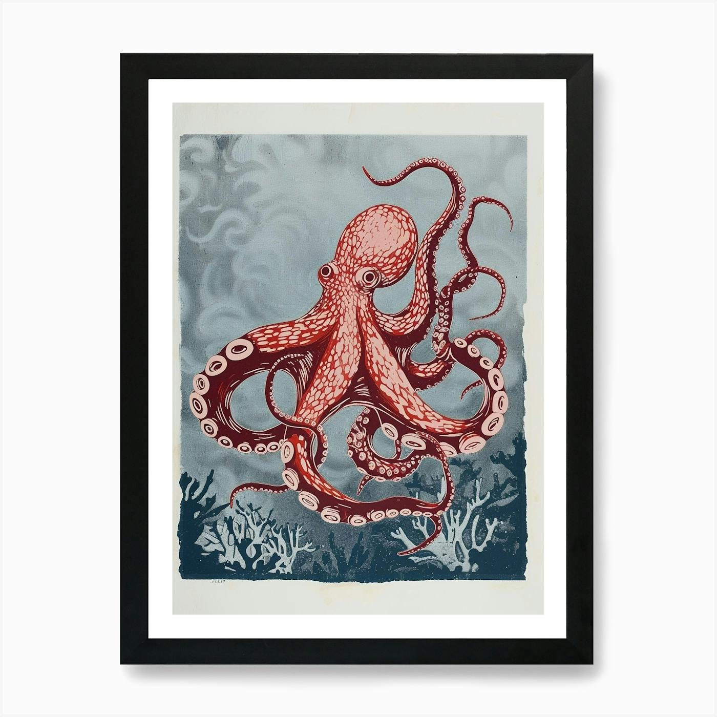 Octopus One Line Foil Print popular by TFoust