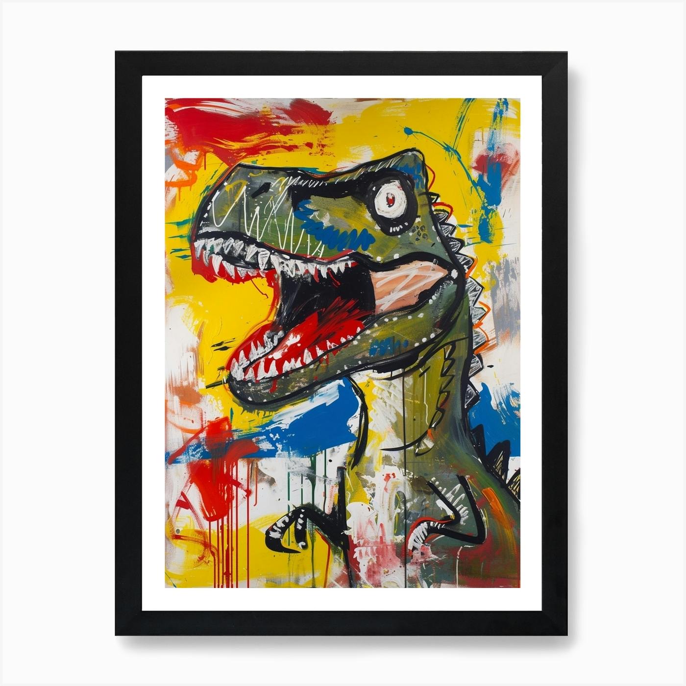 『T.rex』 クレイアート　絵画 Graffiti Abstract T Rex Painting 1 Art Print by Dino