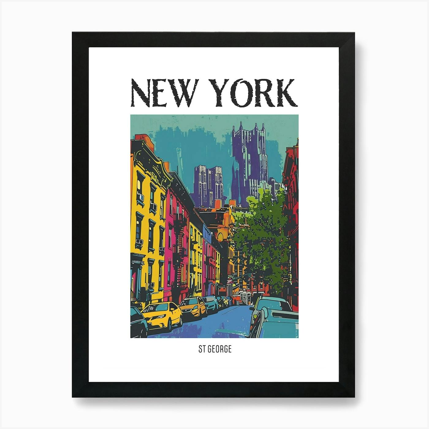 The New York Public Library New York Colourful Silkscreen Illustration 4  Poster Art Print