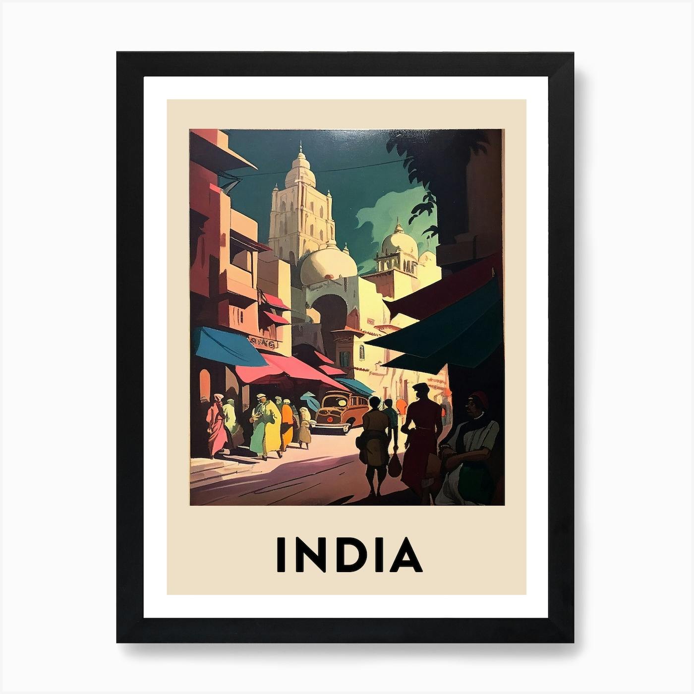 Good Framed India vintage travel poster