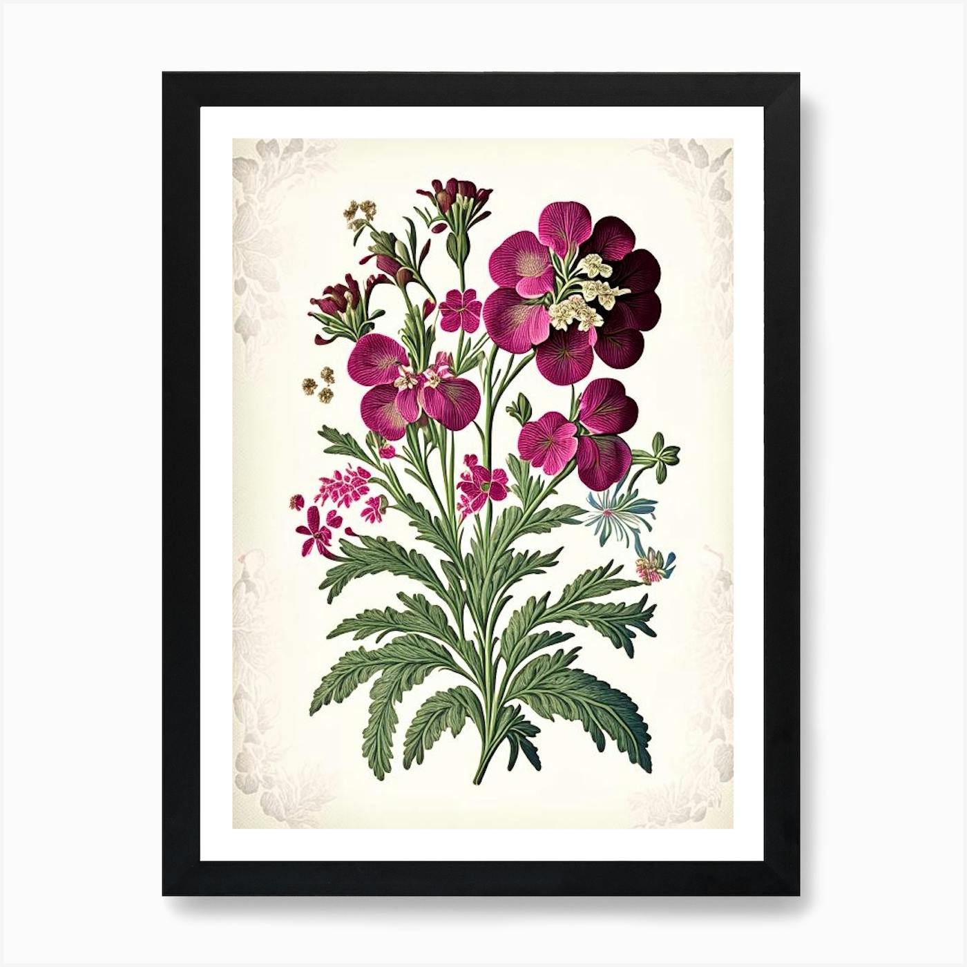 Flax3 Floral Botanical Vintage Poster Flower Art Print