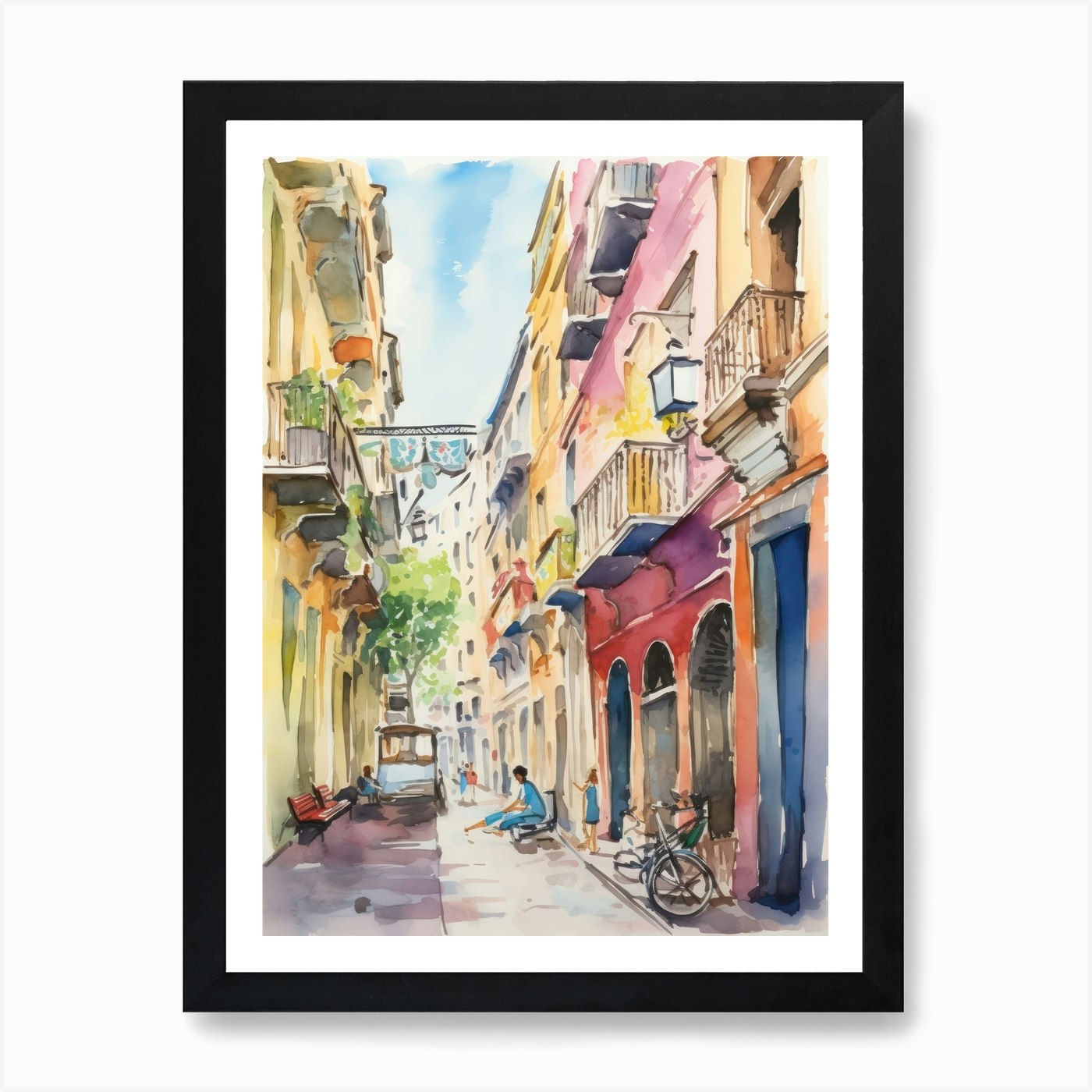 Catania, Italy Watercolour Streets 1 Art Print By Medart - Fy