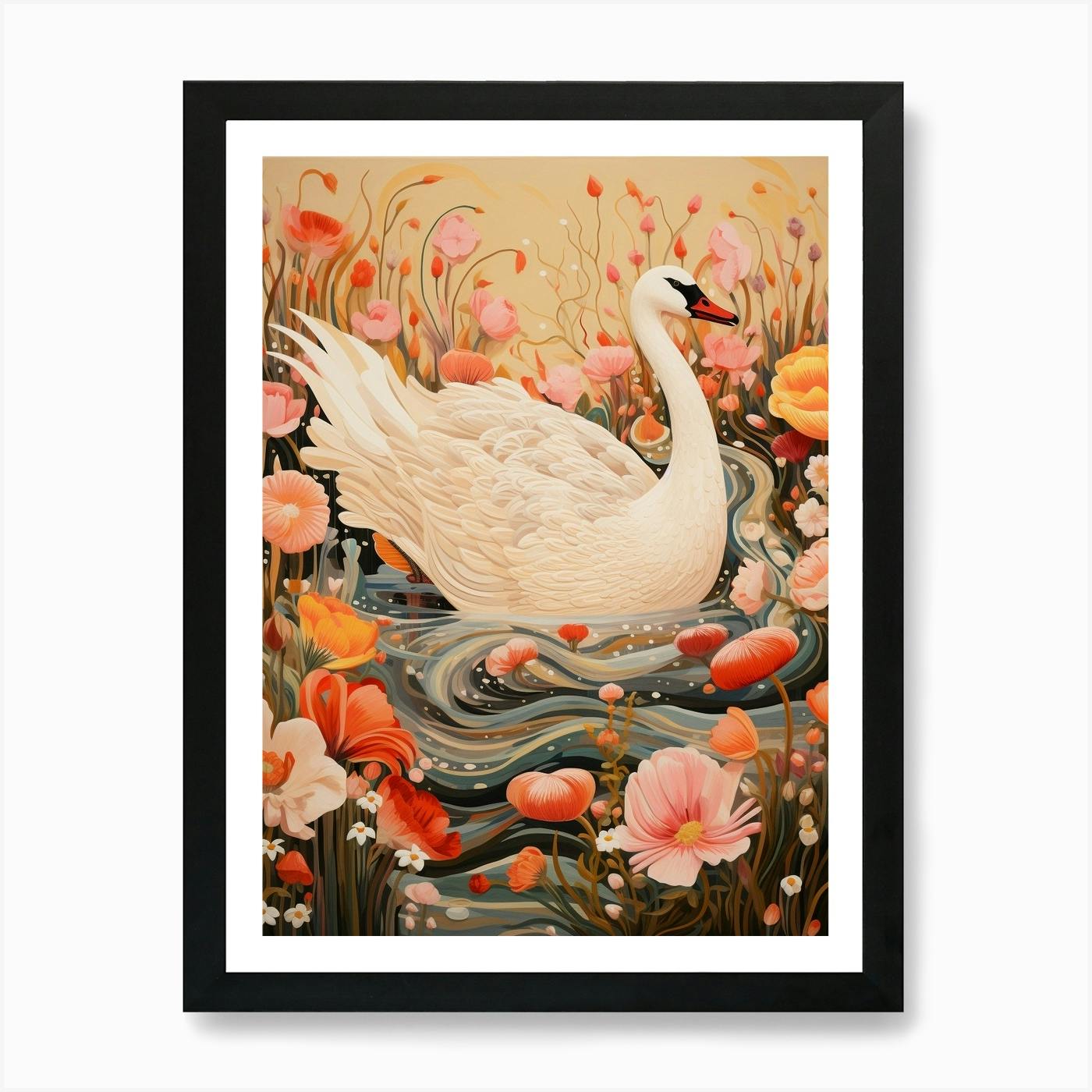 * vintage picture ❀ かわいい２羽のスワン * 刺しゅう絵 vintage picture ❀ かわいい2羽のスワン * 刺しゅう絵