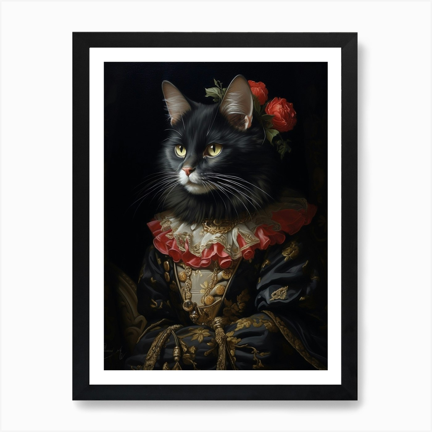 Medieval Black Cat Rococo Style 1 Art Print by Meowsterpieces - Fy