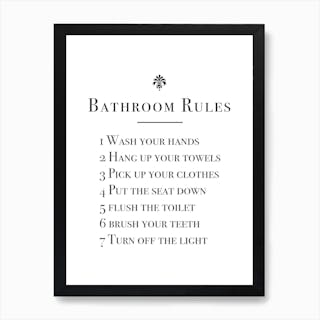 Bathroom Rules Art Print by Mambo - Fy