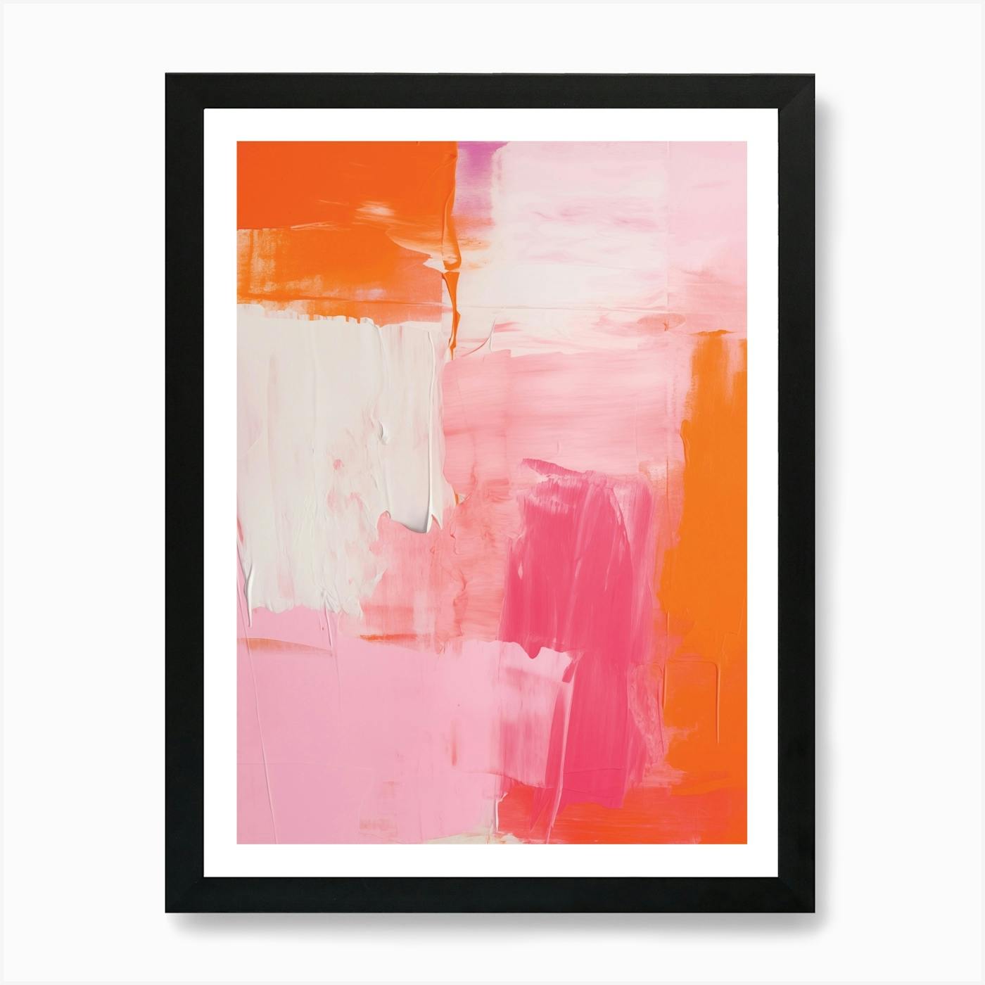 24”x20” Pink, Orange, & Black Abstract Acrylic outlet Painting