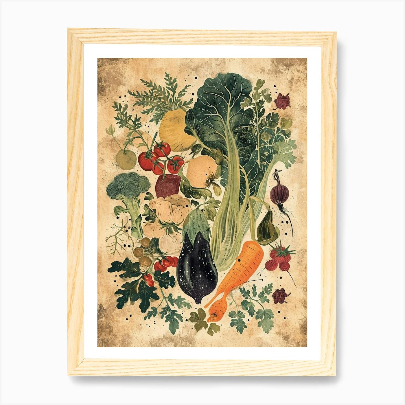 French Vegetable Print Set No. 6, top Giclee, Art, Collage, Botanical Art, Print Sets, Vegetable Print, Illustration, Kitchen Art, Illustration