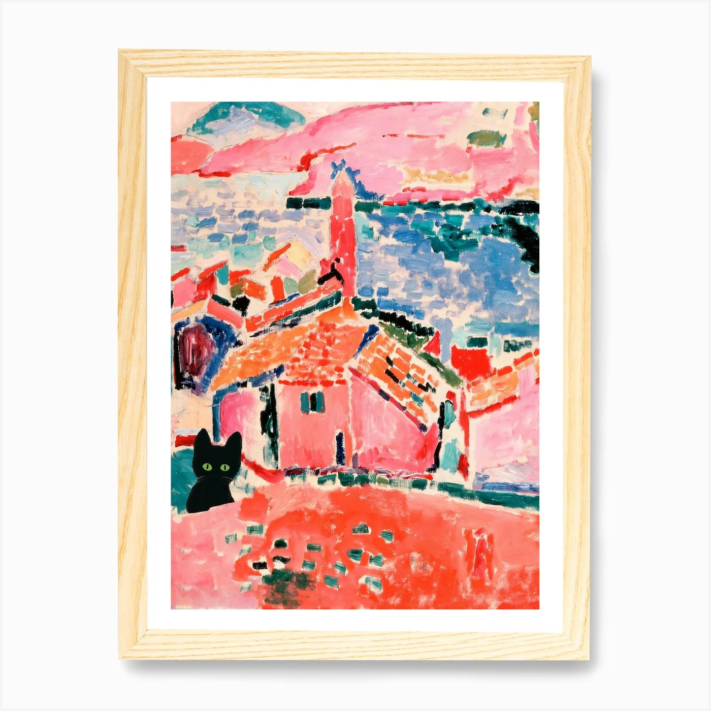 View Of Collioure With A Cat, Matisse Inspired Art Print by Mambo - Fy