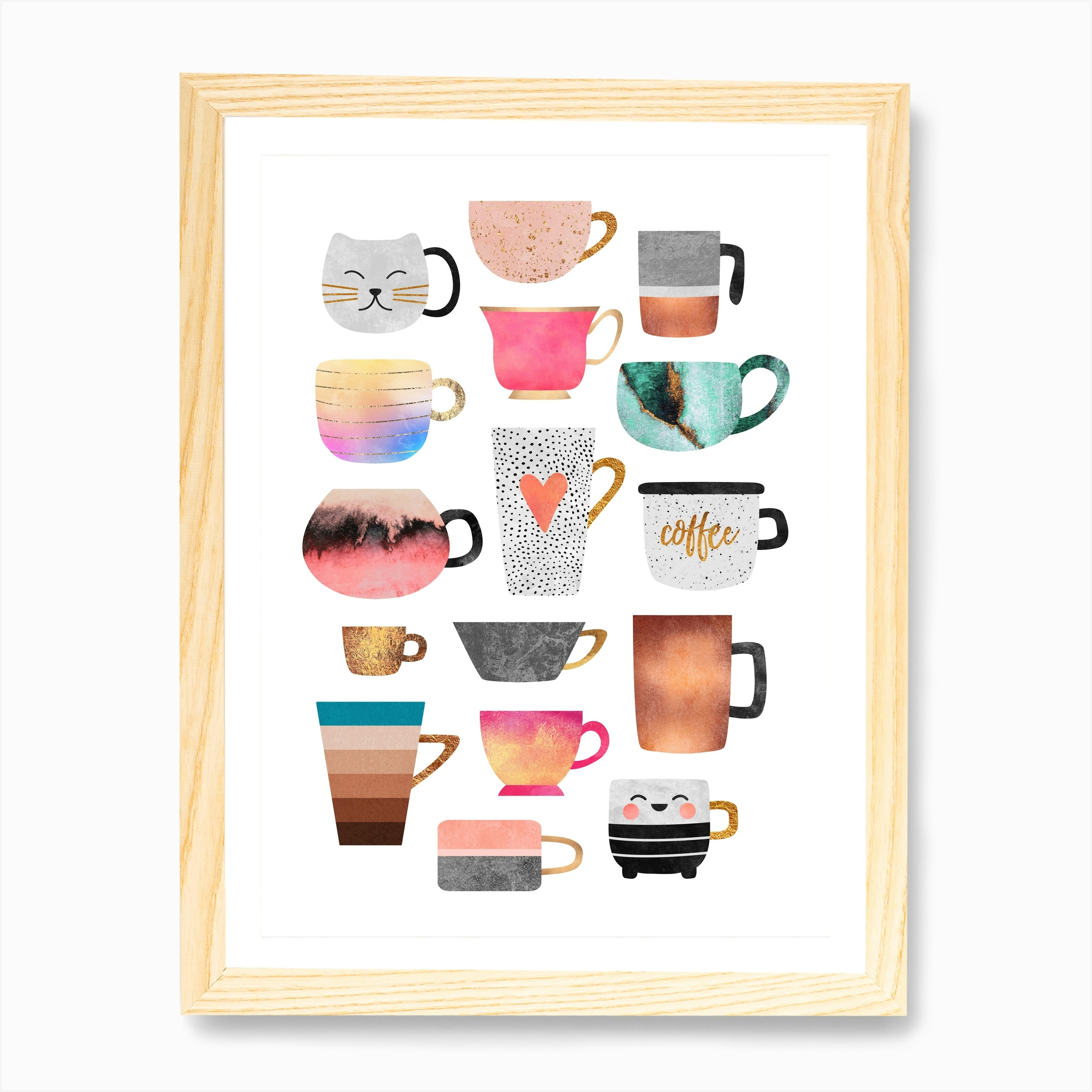 Coffee Cup Collection Art Print by Elisabeth Fredriksson - Fy