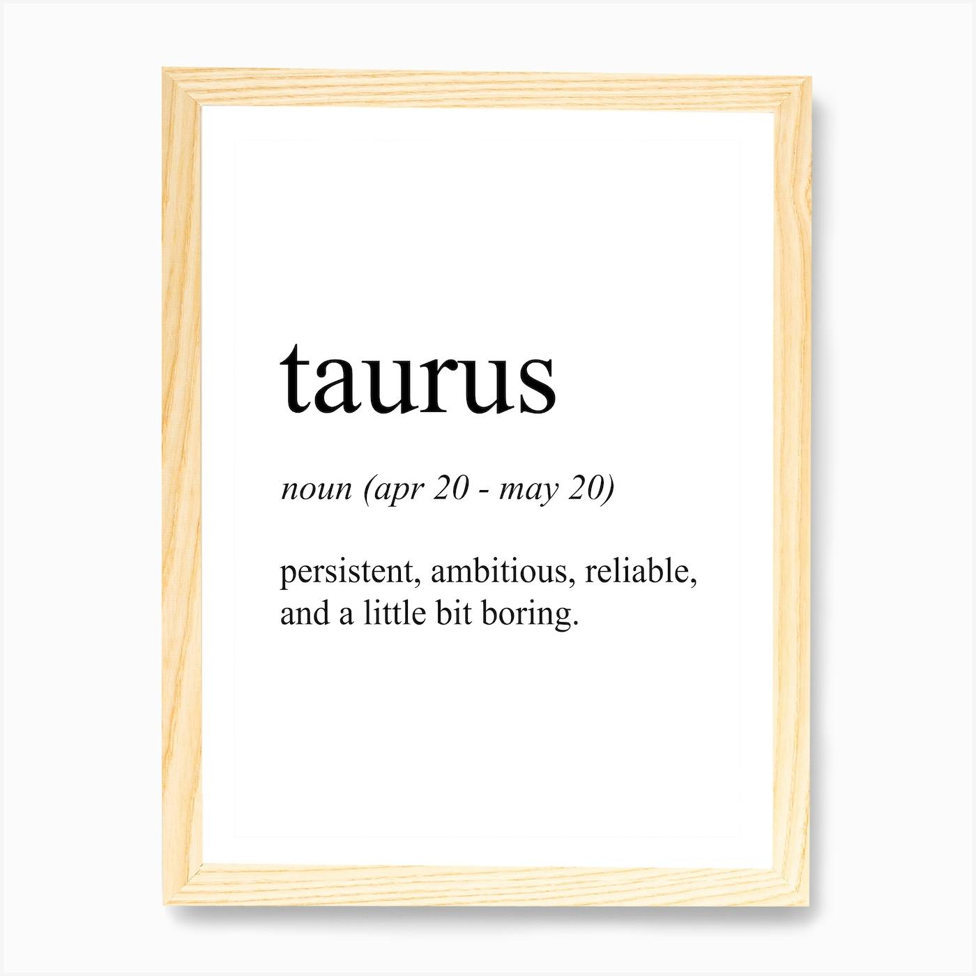 Taurus Star Sign Definition Meaning Art Print by Pixy Paper Fy