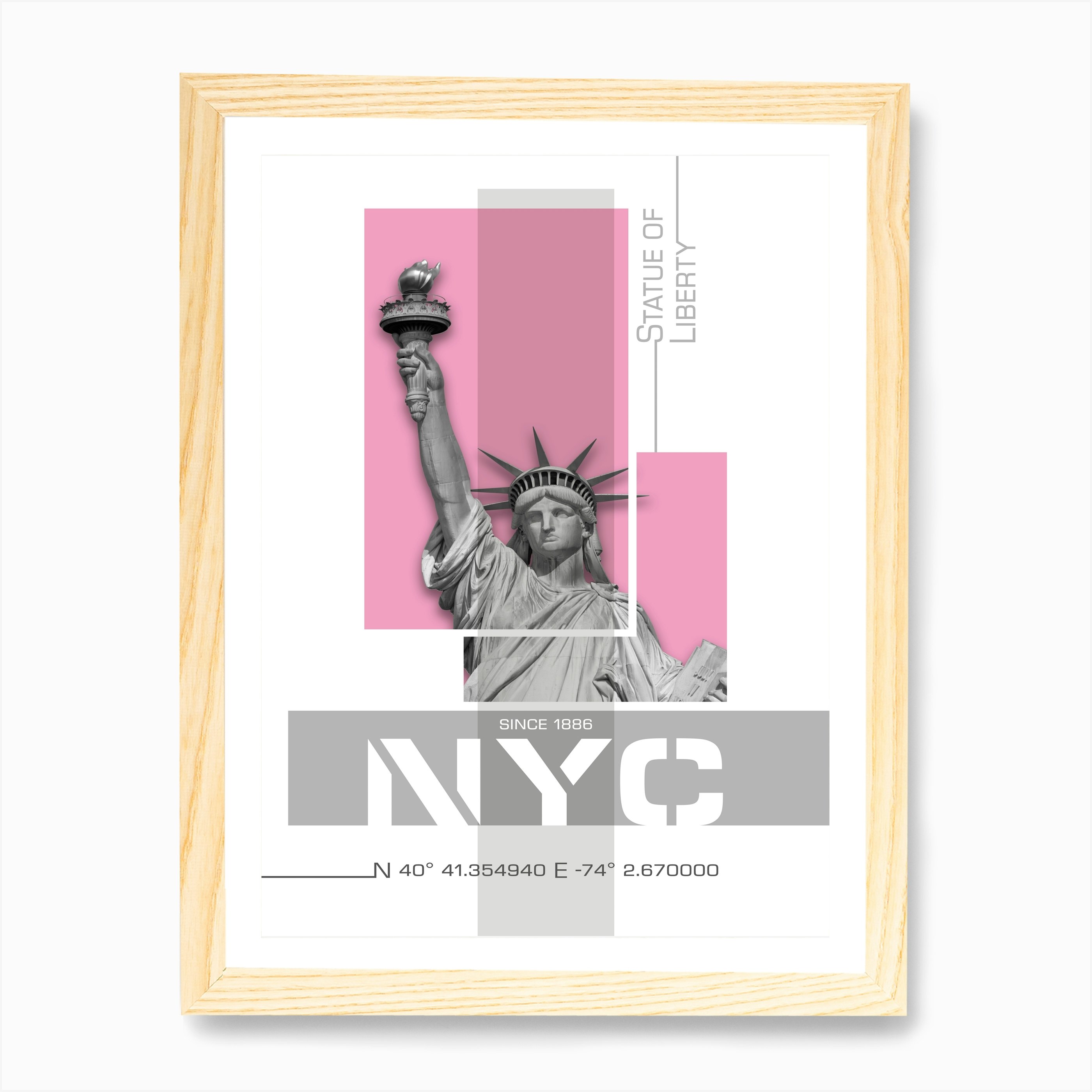 Poster Art Nyc Statue Of Liberty Pink Art Print by Melanie Viola - Fy