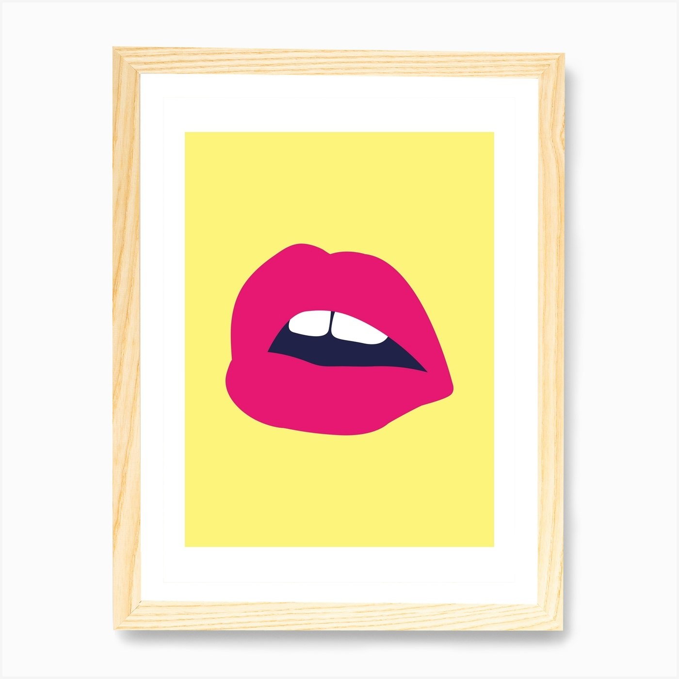 Pink Lips Yellow Back Art Print By Nestory Uk Fy 7390