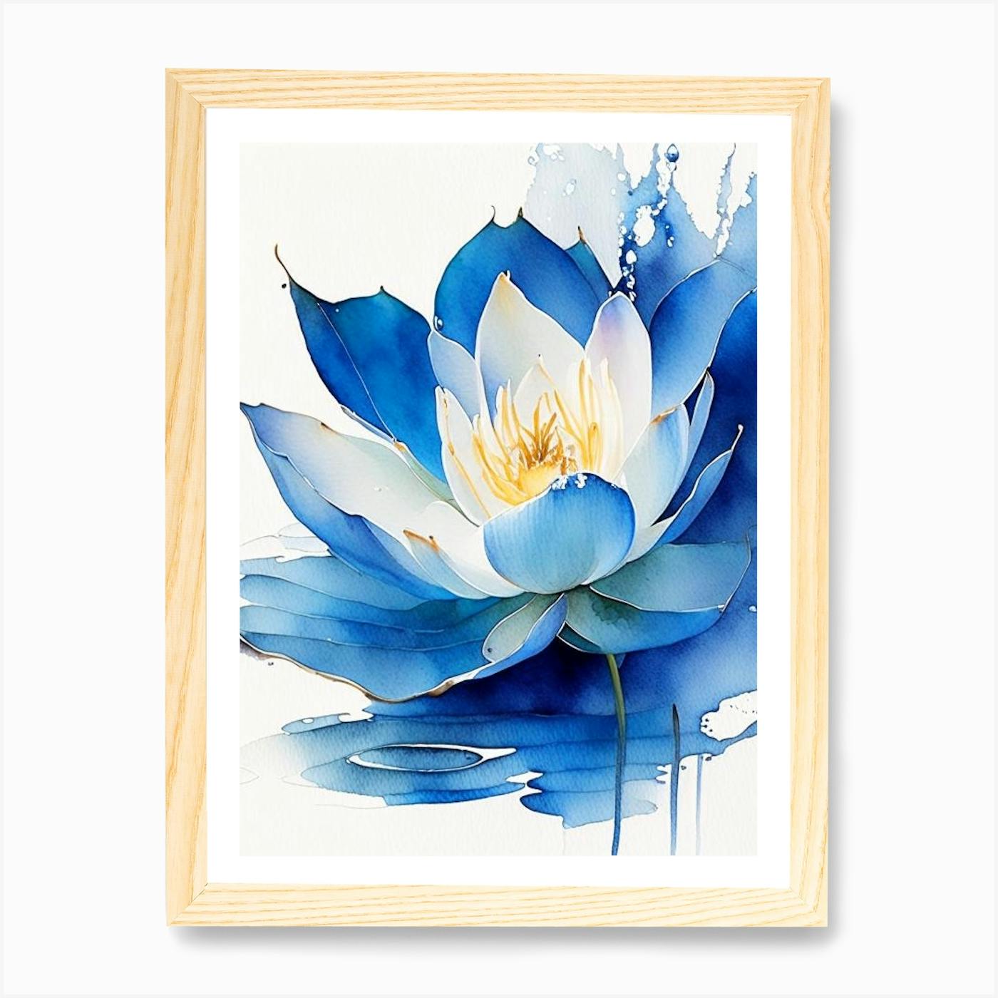 Lotus Art, Lotus Print, Lotus Wall Art, Lotus Wall Decor, Blue Lotus 2024 Flower, set of 2 Lotuses Watercolor Painting