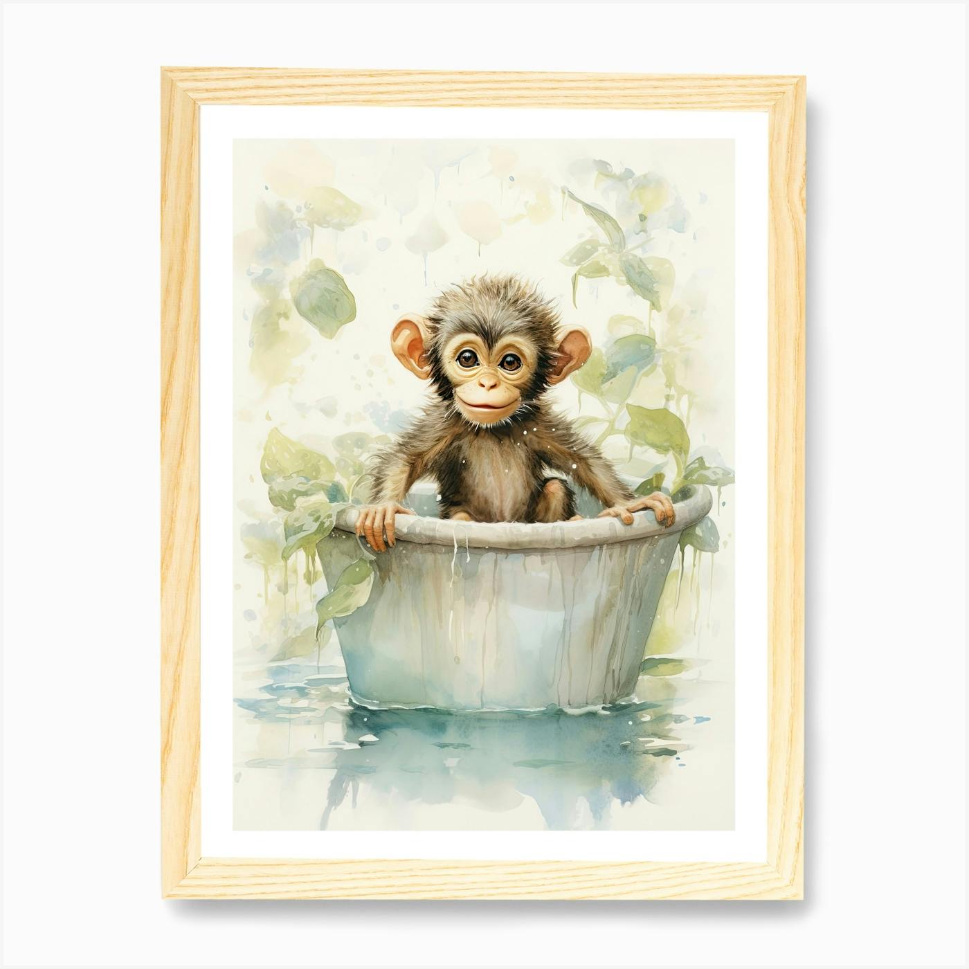 Thinking monkey - Colorful smart monkey painting, young art, store colorful watercolors painting, monkey with glasses print, cool monkey