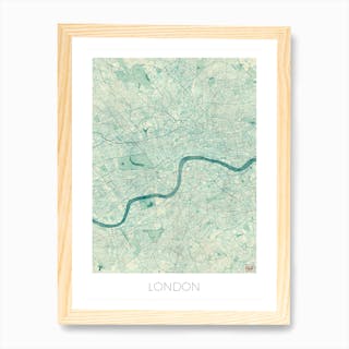 London Map Vintage in Blue Wall Art Print | Fast shipping | Fy