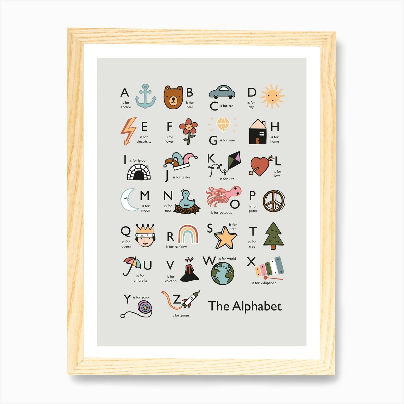 Alphabet In Grey Art Print by Kid of the Village - Fy