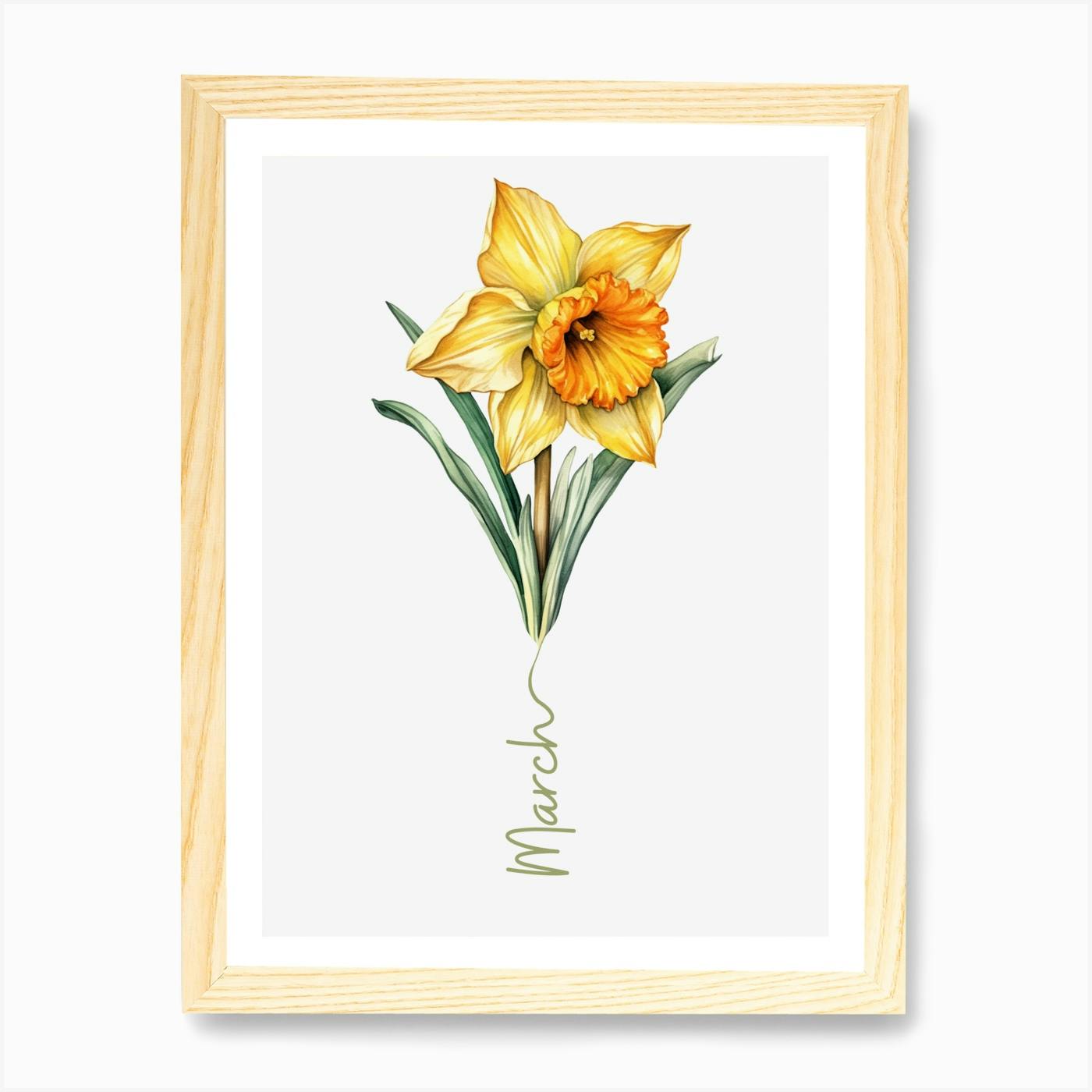 Custom Birth Month Flower Watercolor high quality and Ink Painting