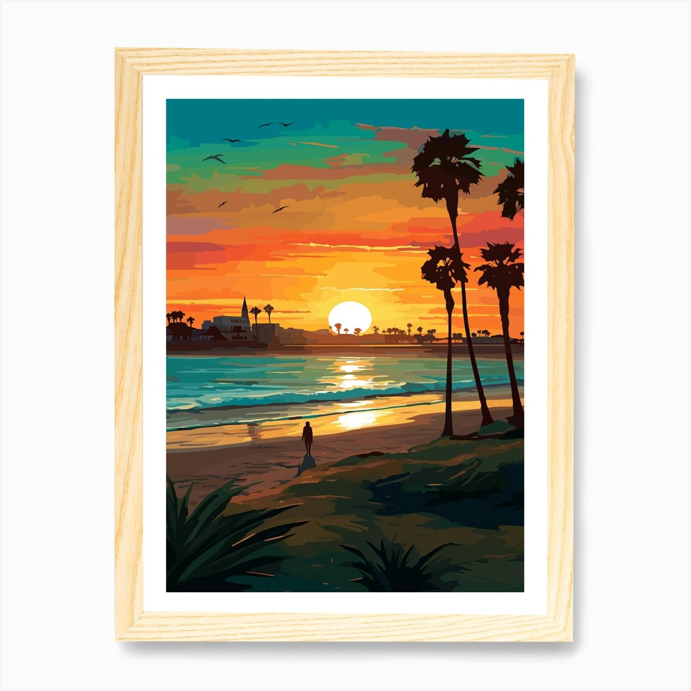 Coronado Tidelands Park, Coronado,CA-KoKing FORT-k1271-Home Decor Holiday Artwork Texture Painting outlet Dining Wall Art