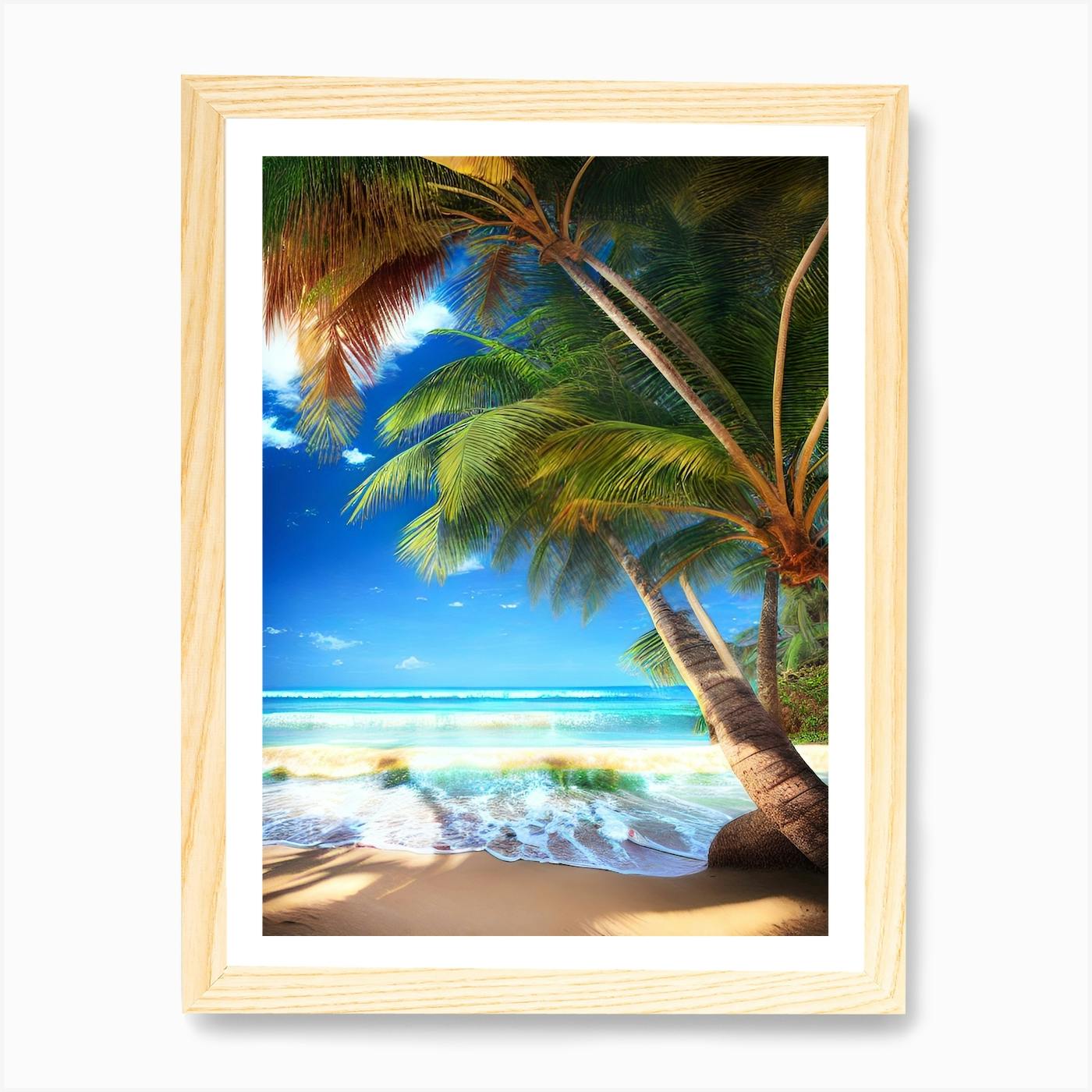 Tropical Beach With Palm Trees 2 Art Print