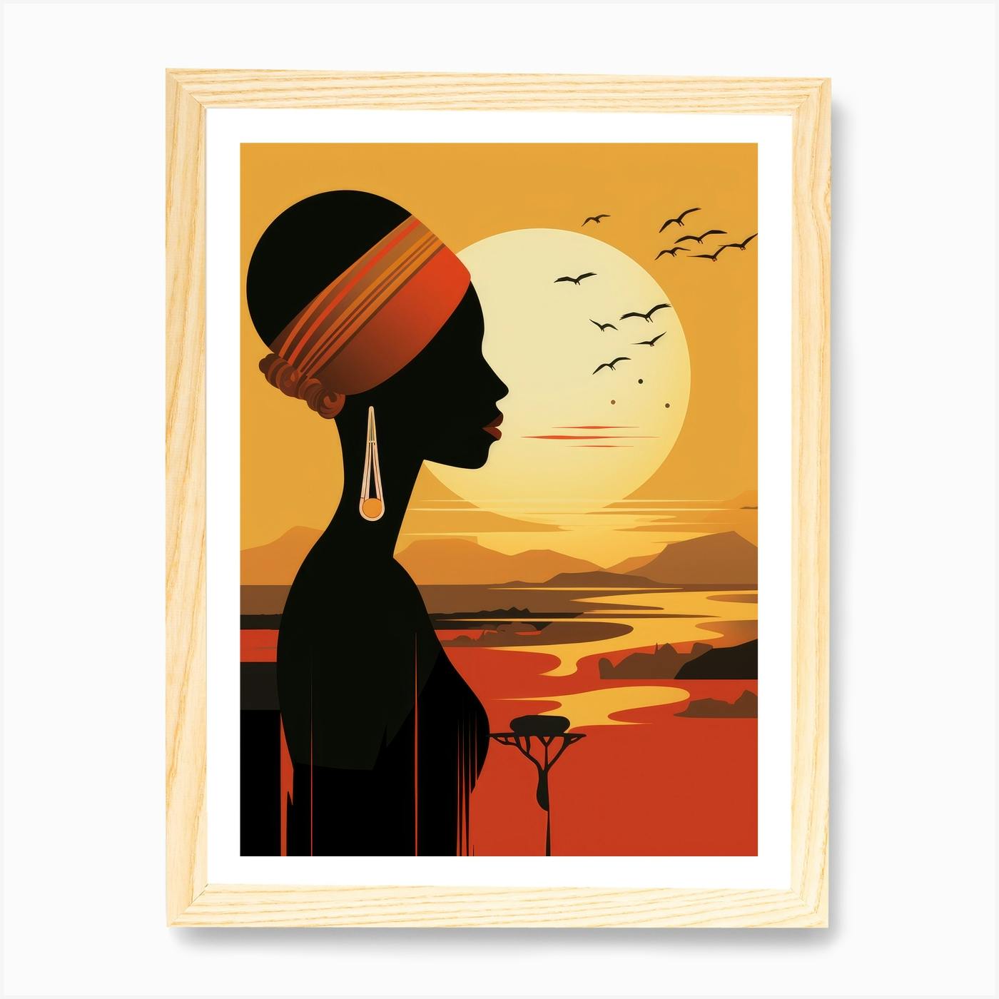 ORIGINAL Colorful Abstract Black Woman Silhouette Art, high quality Woman Art Painting on Wrapped Canvas, Size 9x12