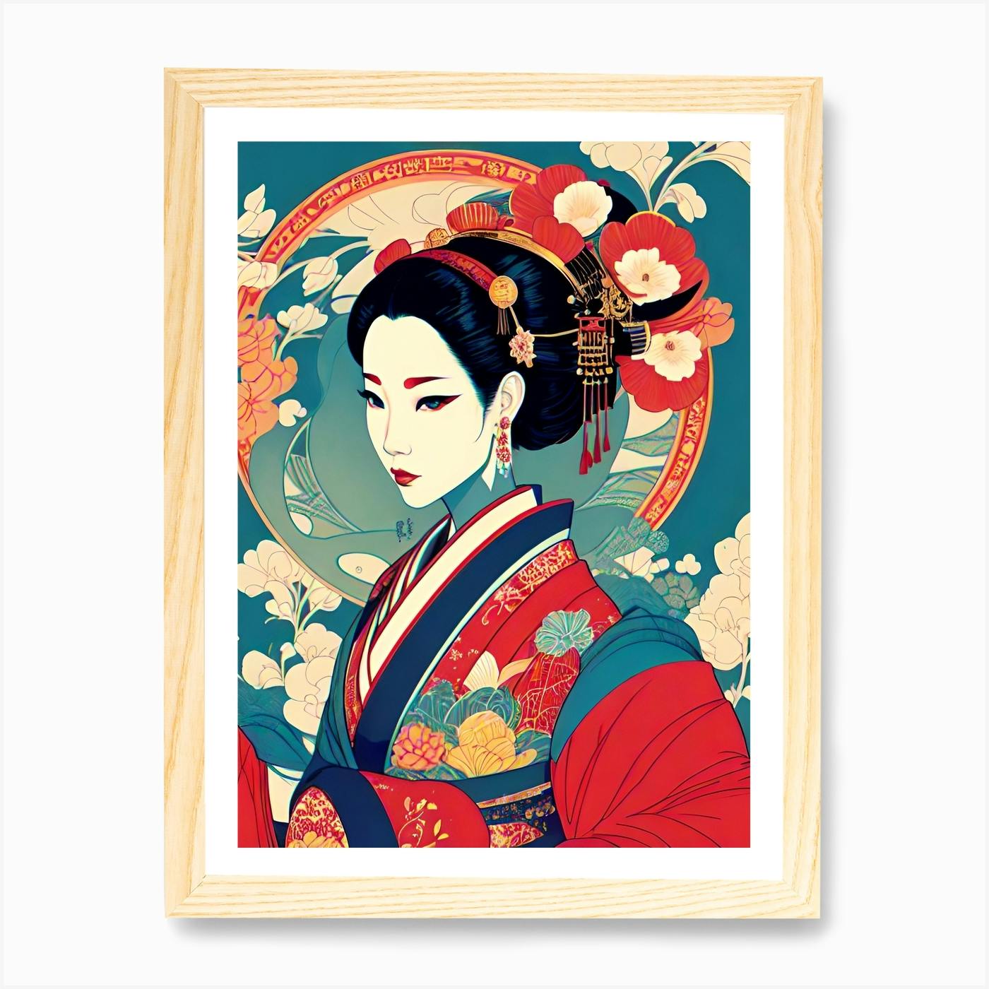 2024 Vintage Art Marygold Print of a Geisha Girl 16” x 7”