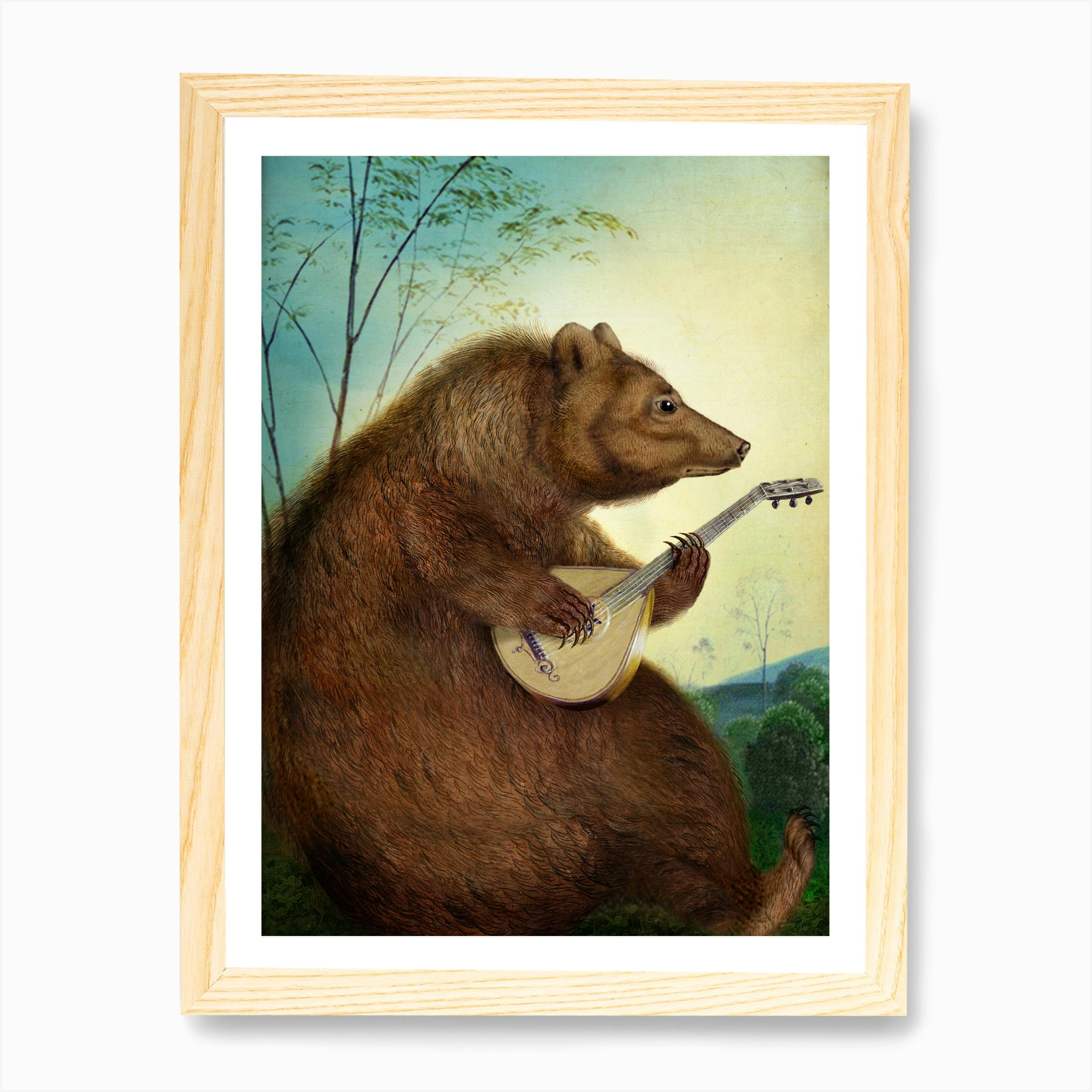 Mandolin Bear Wall Art Print | Fast shipping | Fy
