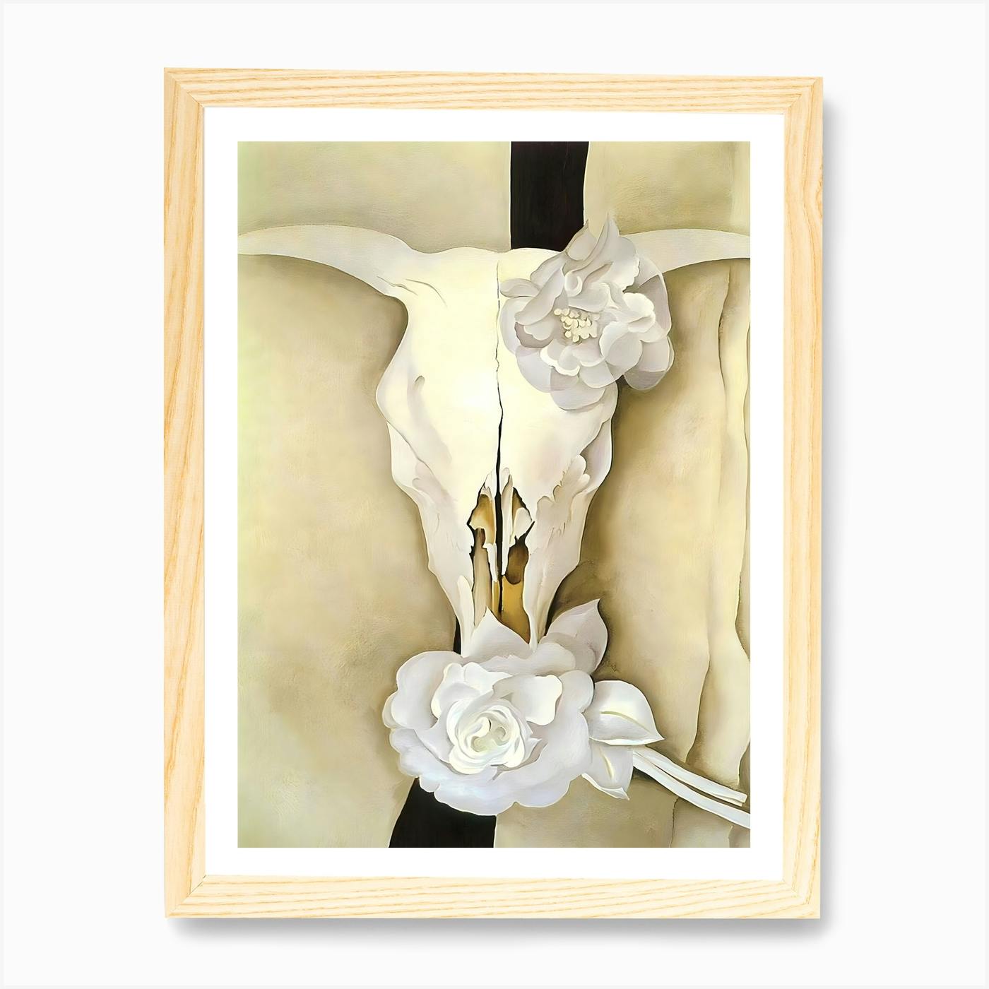 Cow's skull with calico shop roses