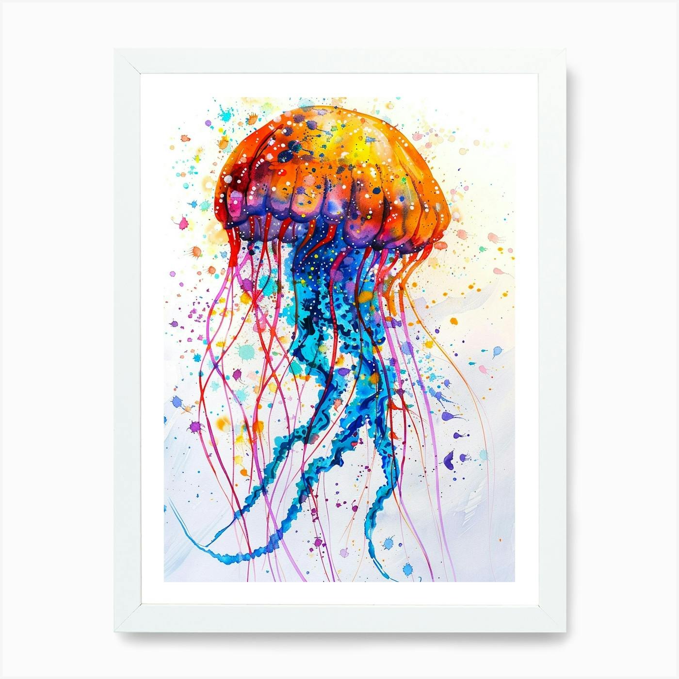 Colorful Jelly 2 -Original Wall on sale Art Watercolor Painting Matted Frame Ready 11x14