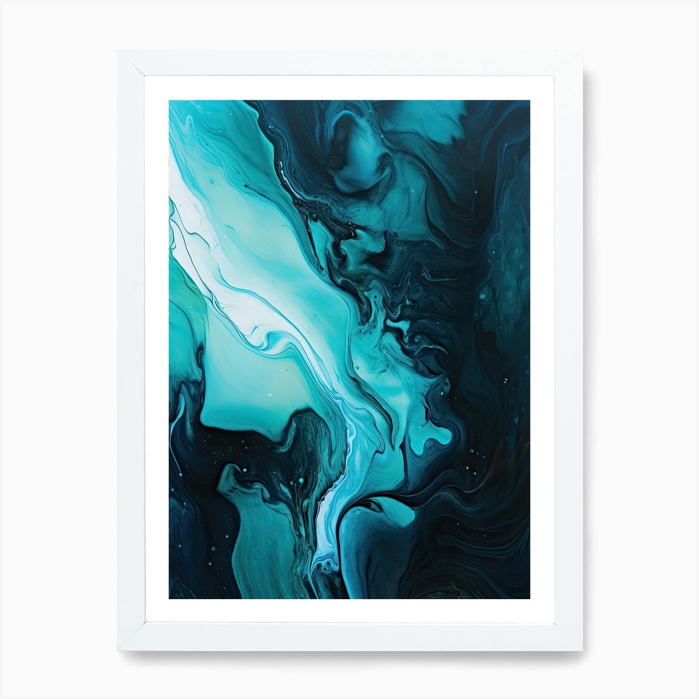 Abstract Light Blue Green Painting on Canvas, Flow Abstract Painting, Large Art Print On Canvas, Abstract Centerpiece, Whatever that cheapest May Be