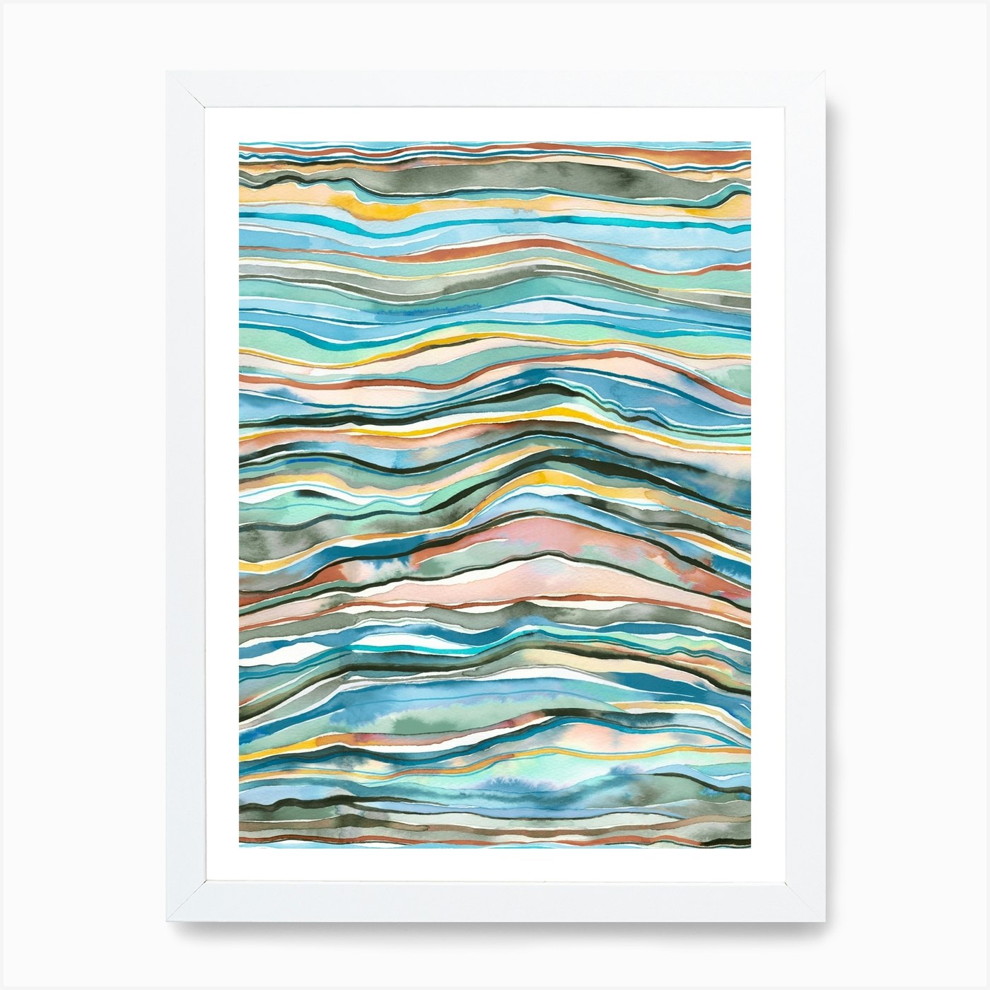 Mineral Layers Watercolor Multicolored Art Print by Ninola Design - Fy